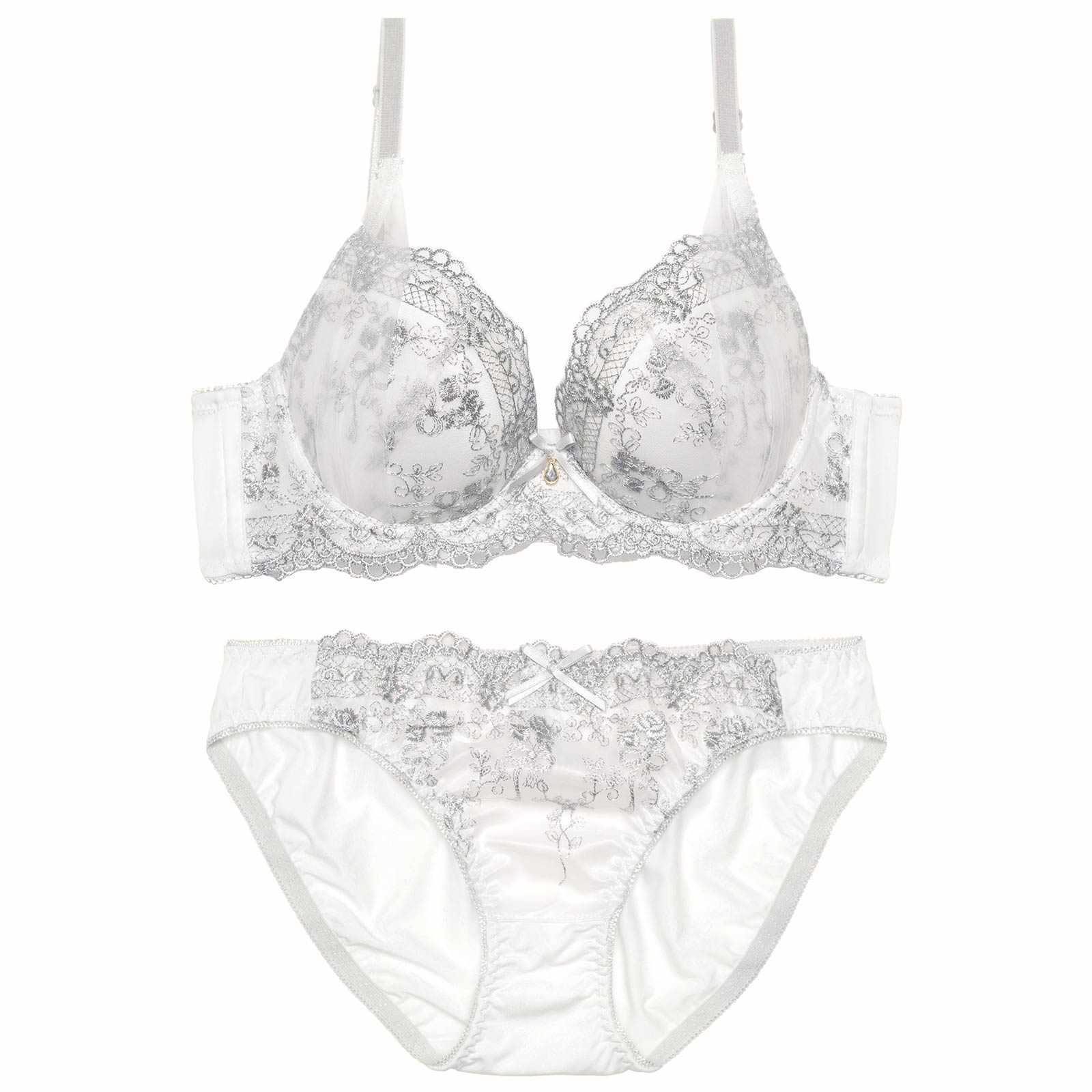 クラシカルリボンブーケ育乳脇高ブラジャー&フルバックショーツ - 【公式】247Lingerie