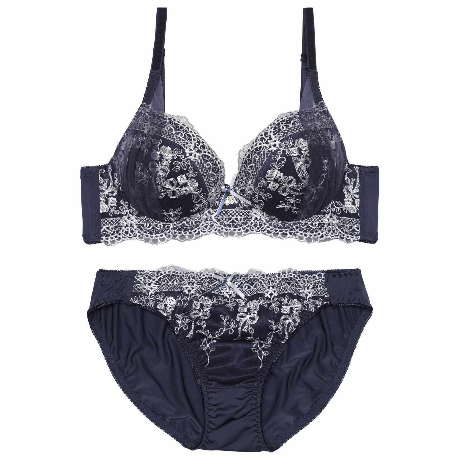 クラシカルリボンブーケ育乳脇高ブラジャー&フルバックショーツ - 【公式】247Lingerie