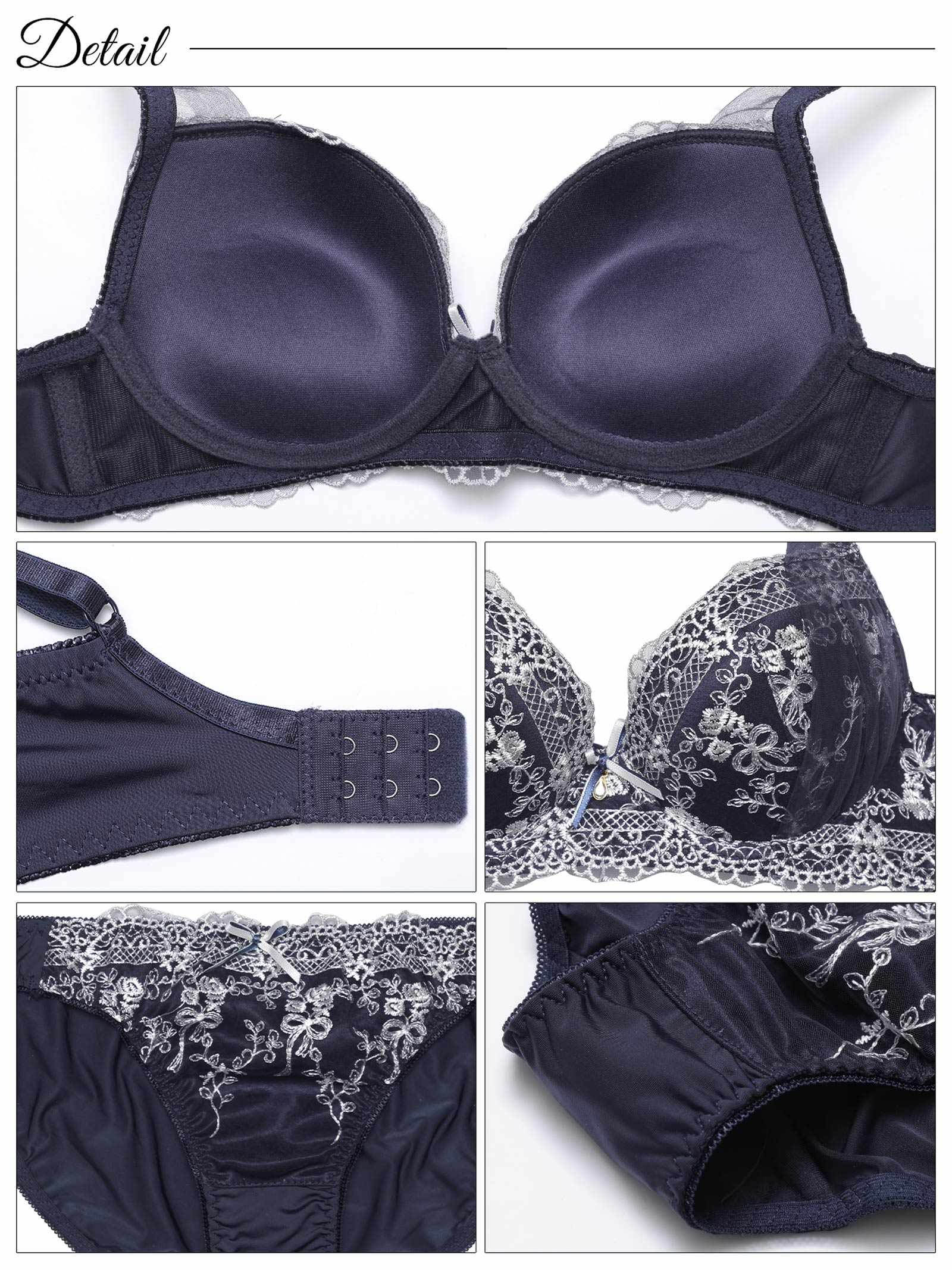 1/29新作!クラシカルリボンブーケ育乳脇高ブラジャー&フルバックショーツ