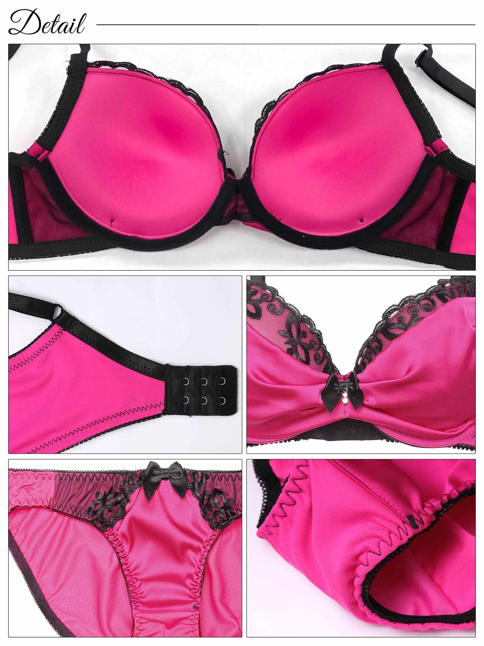 2/19新作!【三上悠亜着用】ビビットサテンエンブロイダリー育乳脇高ブラジャー&フルバックショーツ