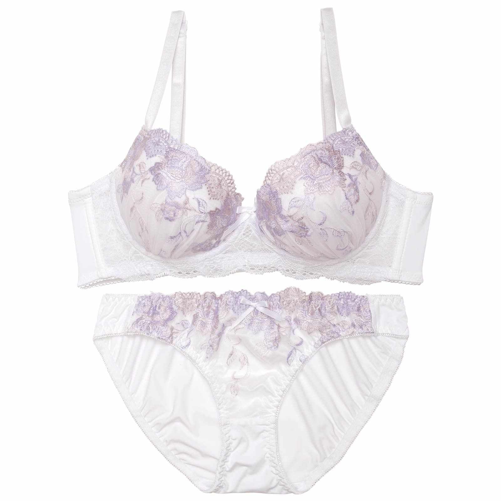 【ノンワイヤー】プレシャスフェミニンローズ育乳脇高ブラジャー&フルバックショーツ