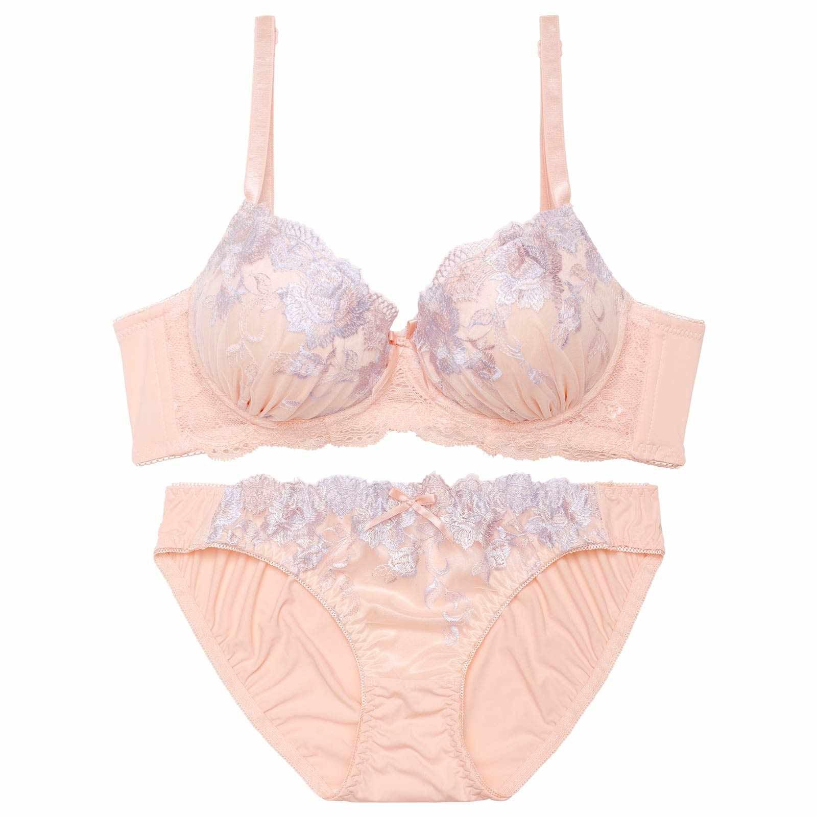 【ノンワイヤー】プレシャスフェミニンローズ育乳脇高ブラジャー&フルバックショーツ - 【公式】247Lingerie