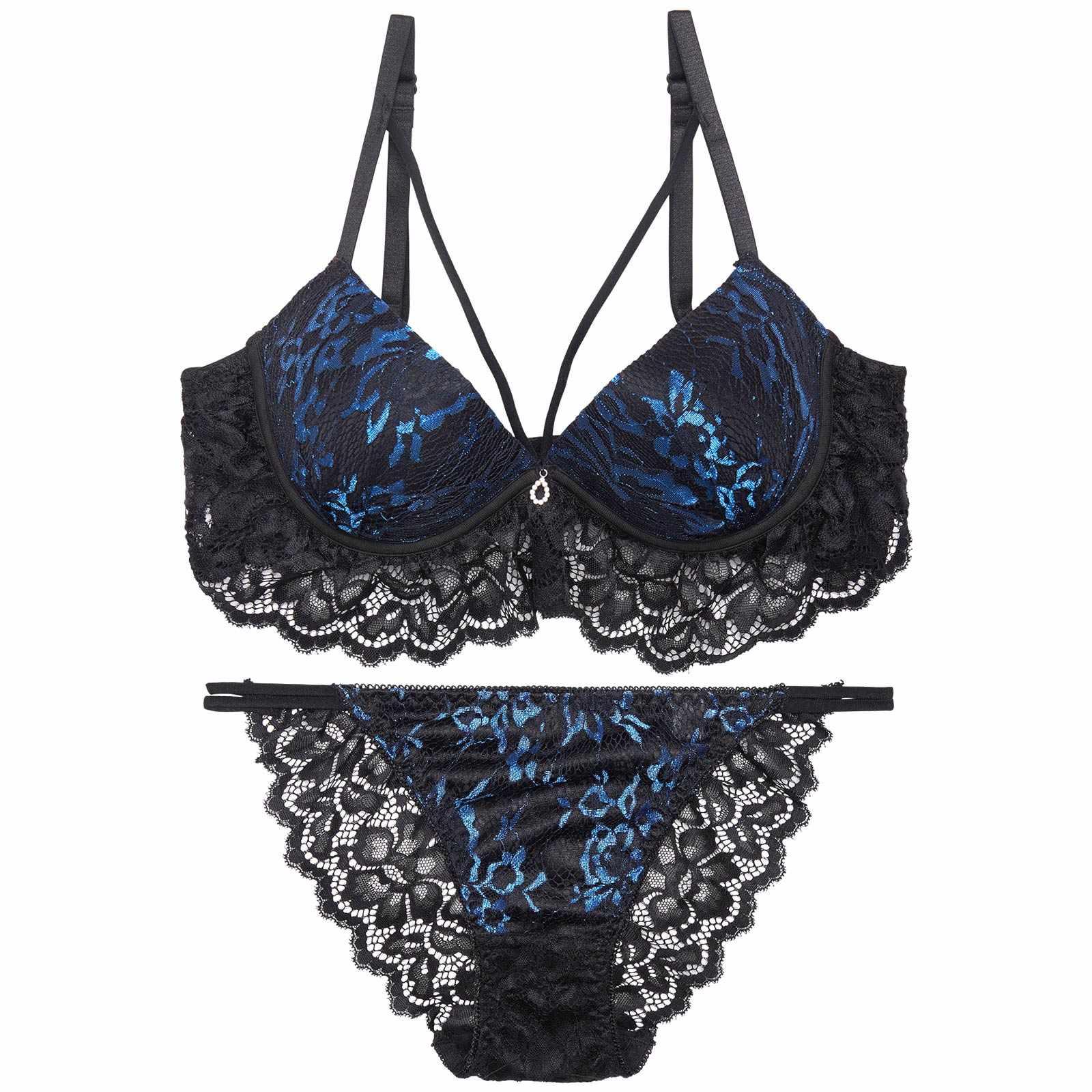 エレガントアンダーレースコード育乳脇高ブラジャー&バック透けフルバックショーツ - 【公式】247Lingerie