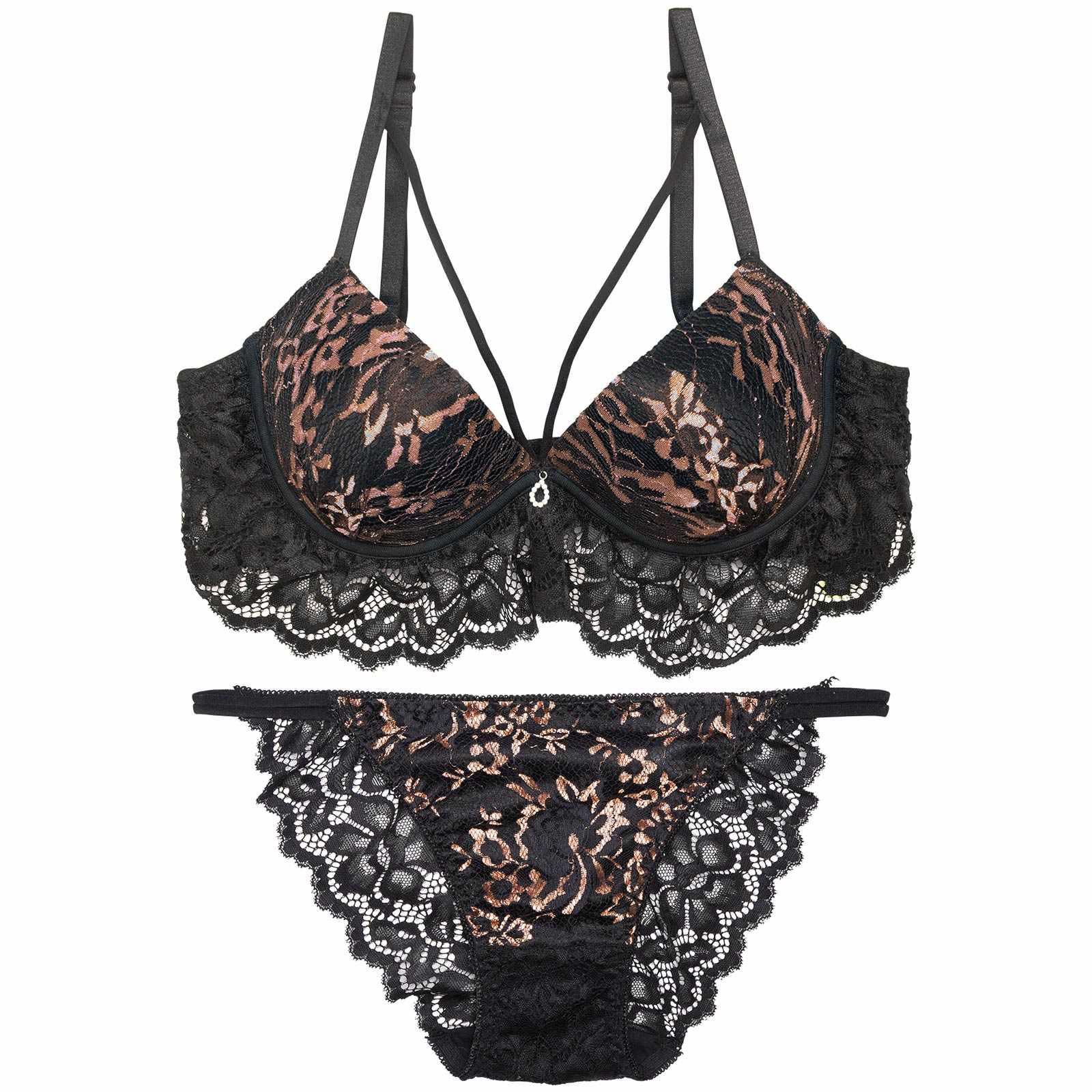 エレガントアンダーレースコード育乳脇高ブラジャー&バック透けフルバックショーツ - 【公式】247Lingerie