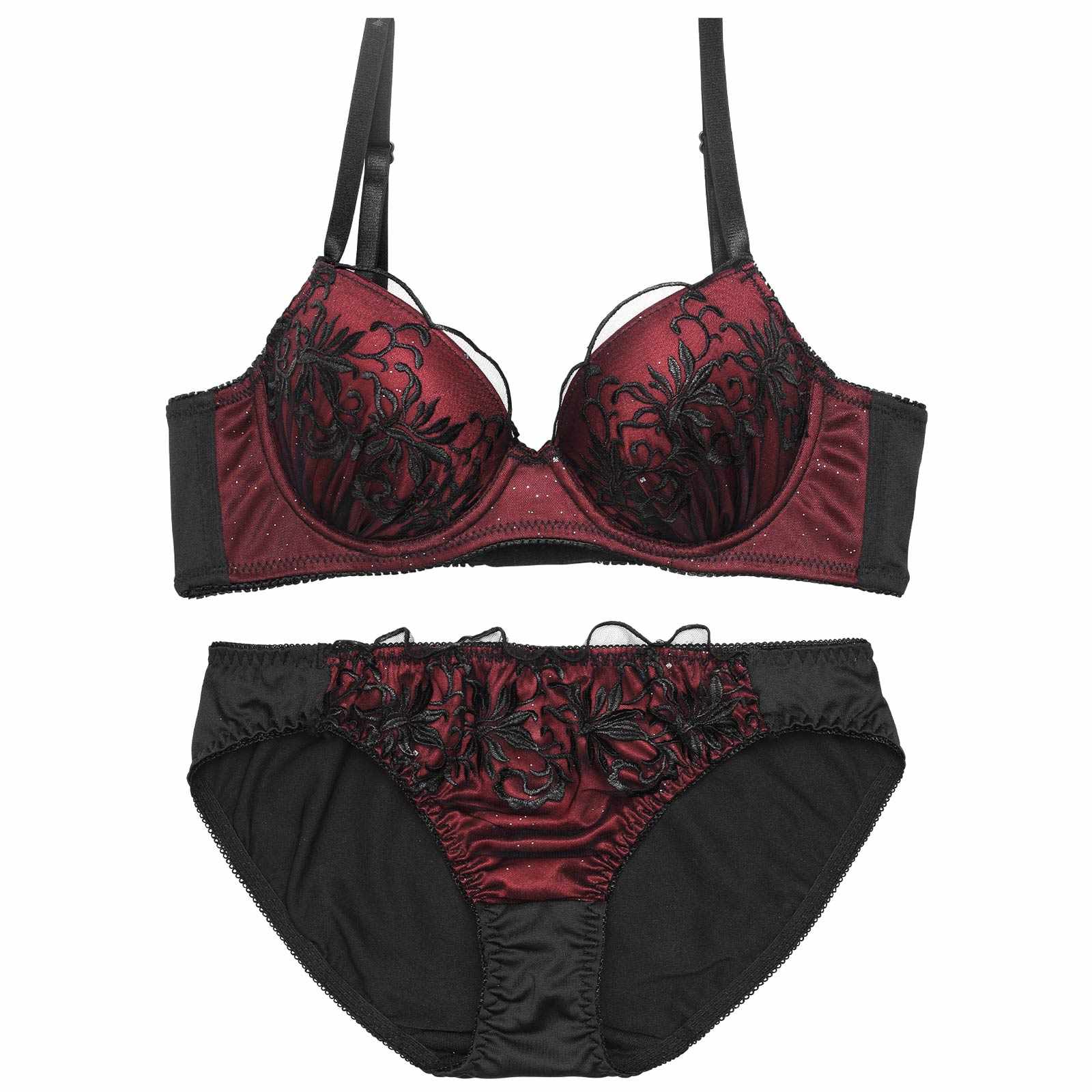 ディープラメボタニカル育乳脇高ブラジャー&フルバックショーツ