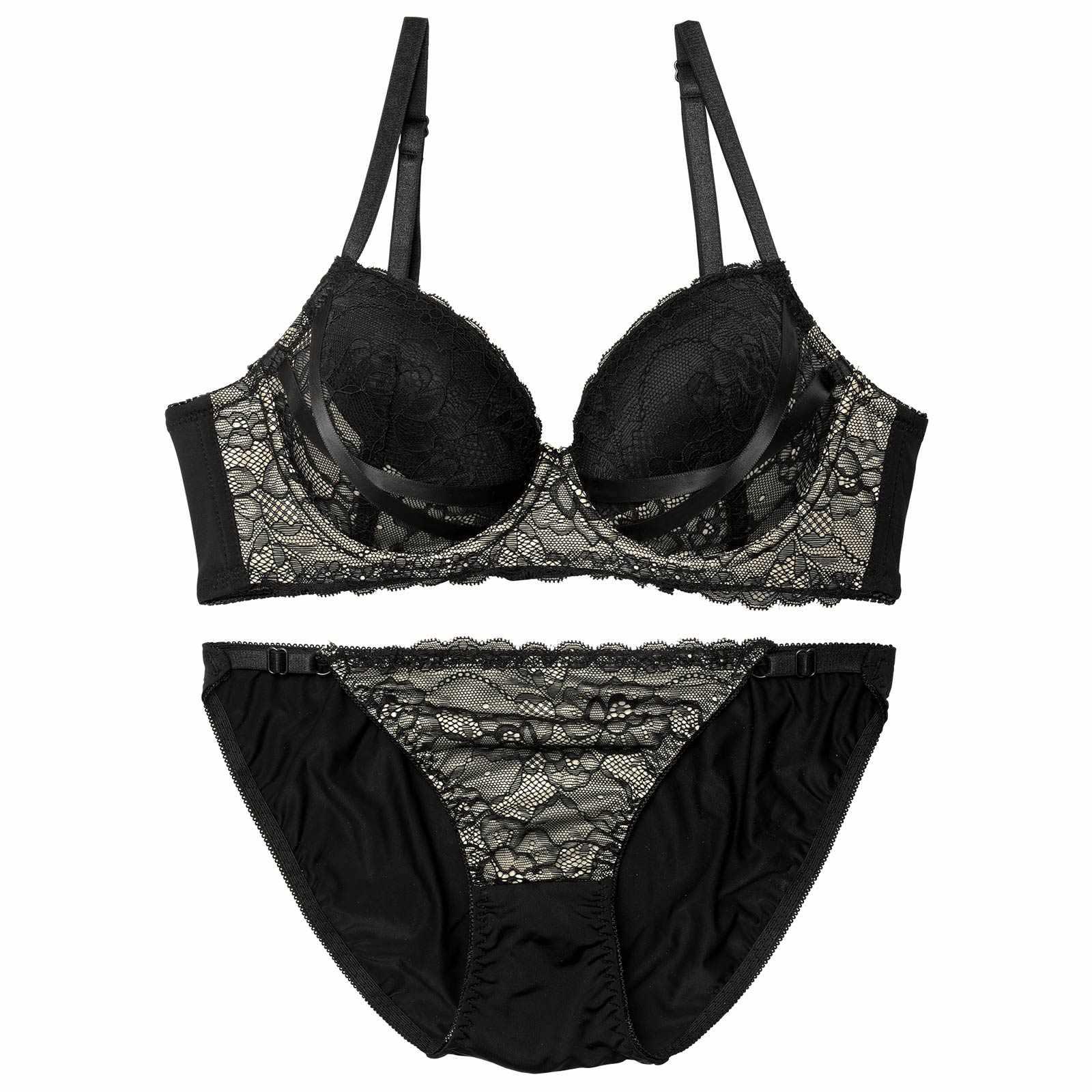 【三上悠亜着用】ビターフローラルレース育乳脇高ブラジャー&フルバックショーツ - 【公式】247Lingerie