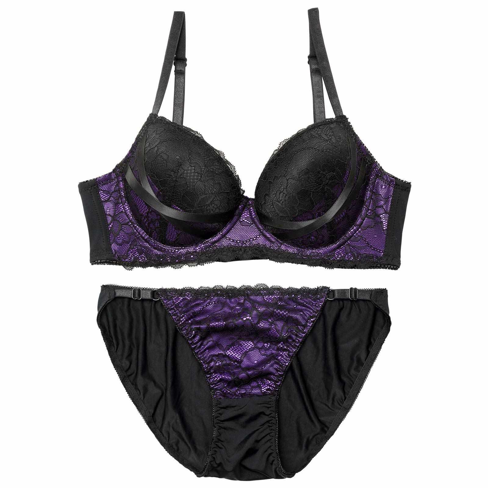 【三上悠亜着用】ビターフローラルレース育乳脇高ブラジャー&フルバックショーツ - 【公式】247Lingerie