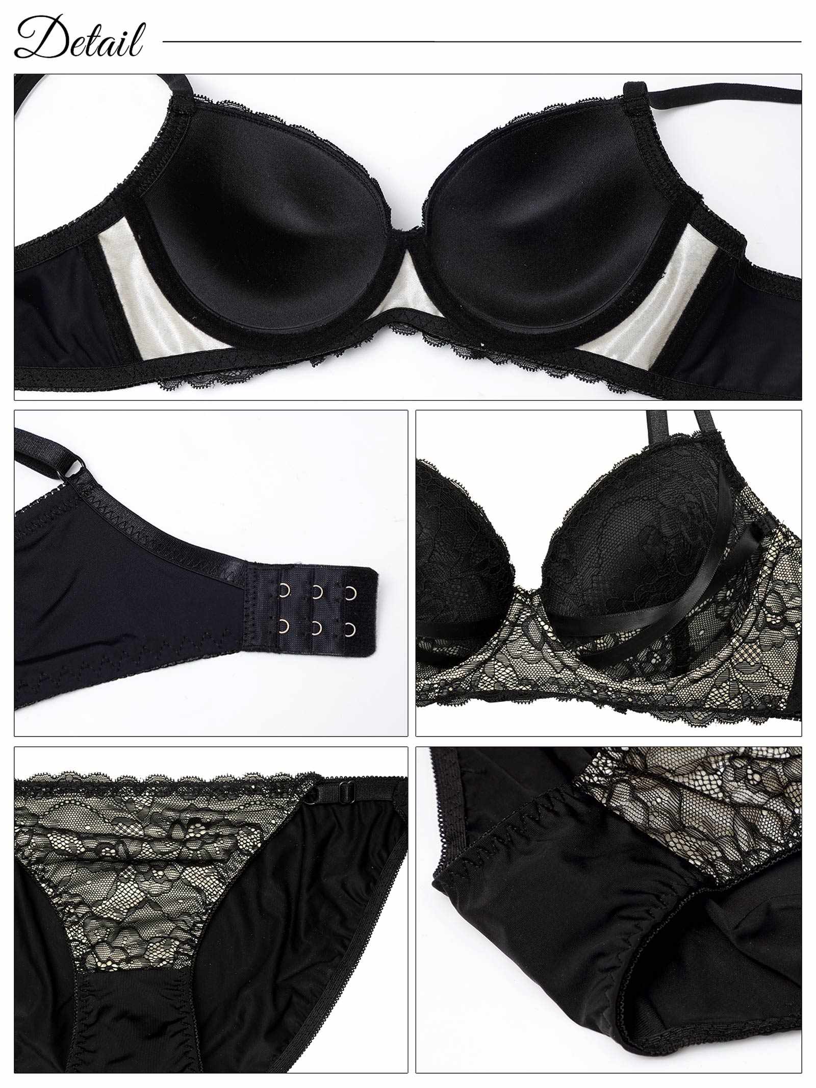 2/12新作!【三上悠亜着用】【EFサイズ】ビターフローラルレース育乳脇高ブラジャー&フルバックショーツ