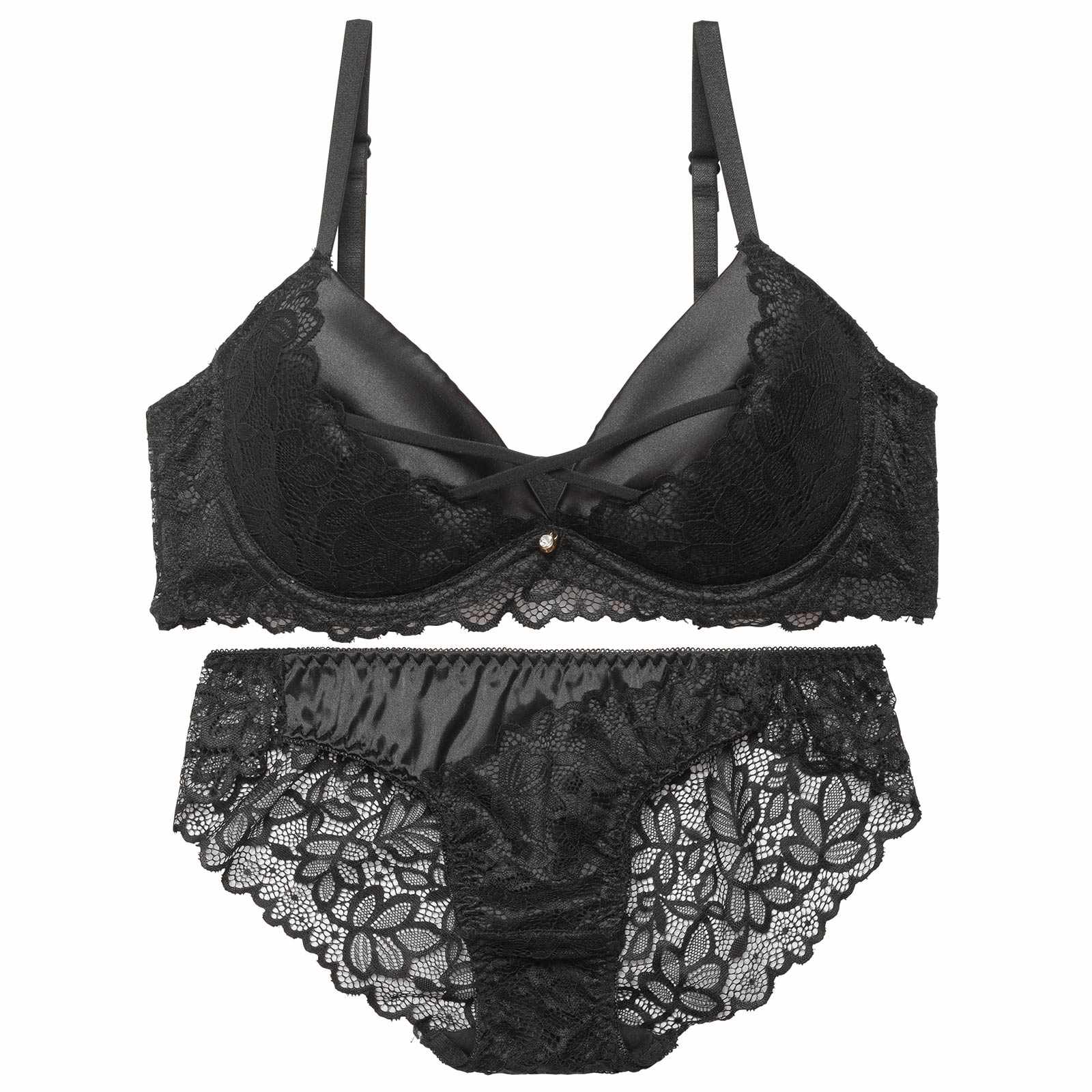 トゥインクルサテンコードブラジャー&バック透けフルバックショーツ