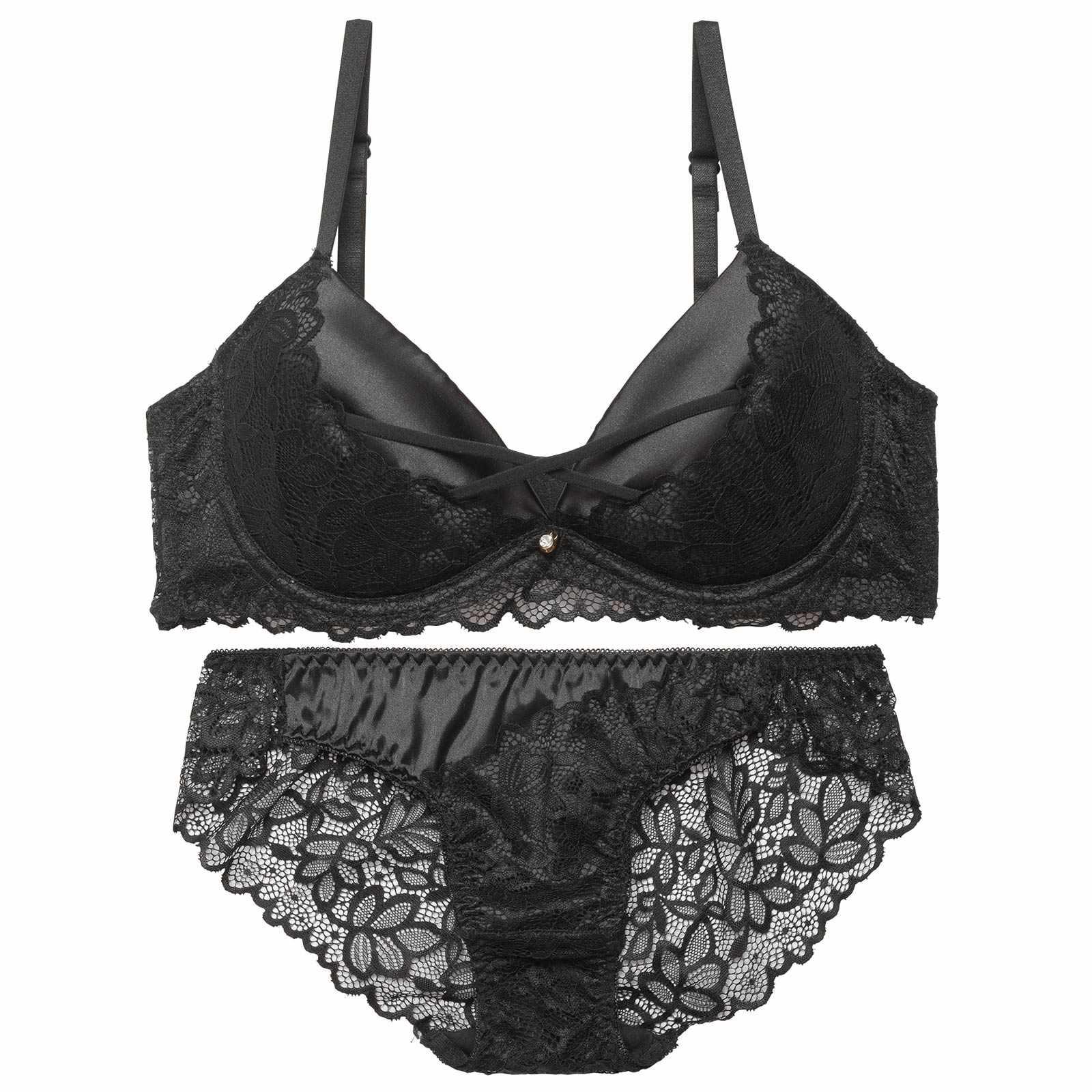 トゥインクルサテンコードブラジャー&バック透けフルバックショーツ - 【公式】247Lingerie