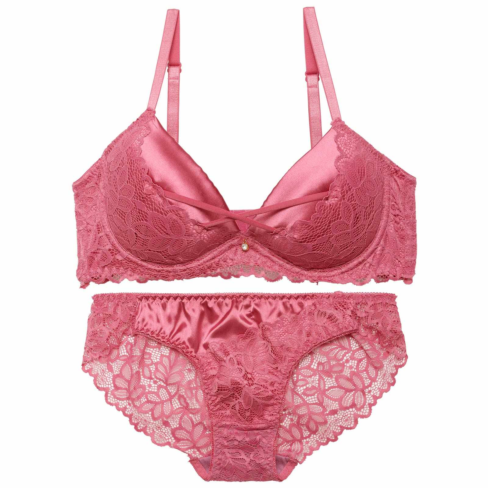 トゥインクルサテンコードブラジャー&バック透けフルバックショーツ