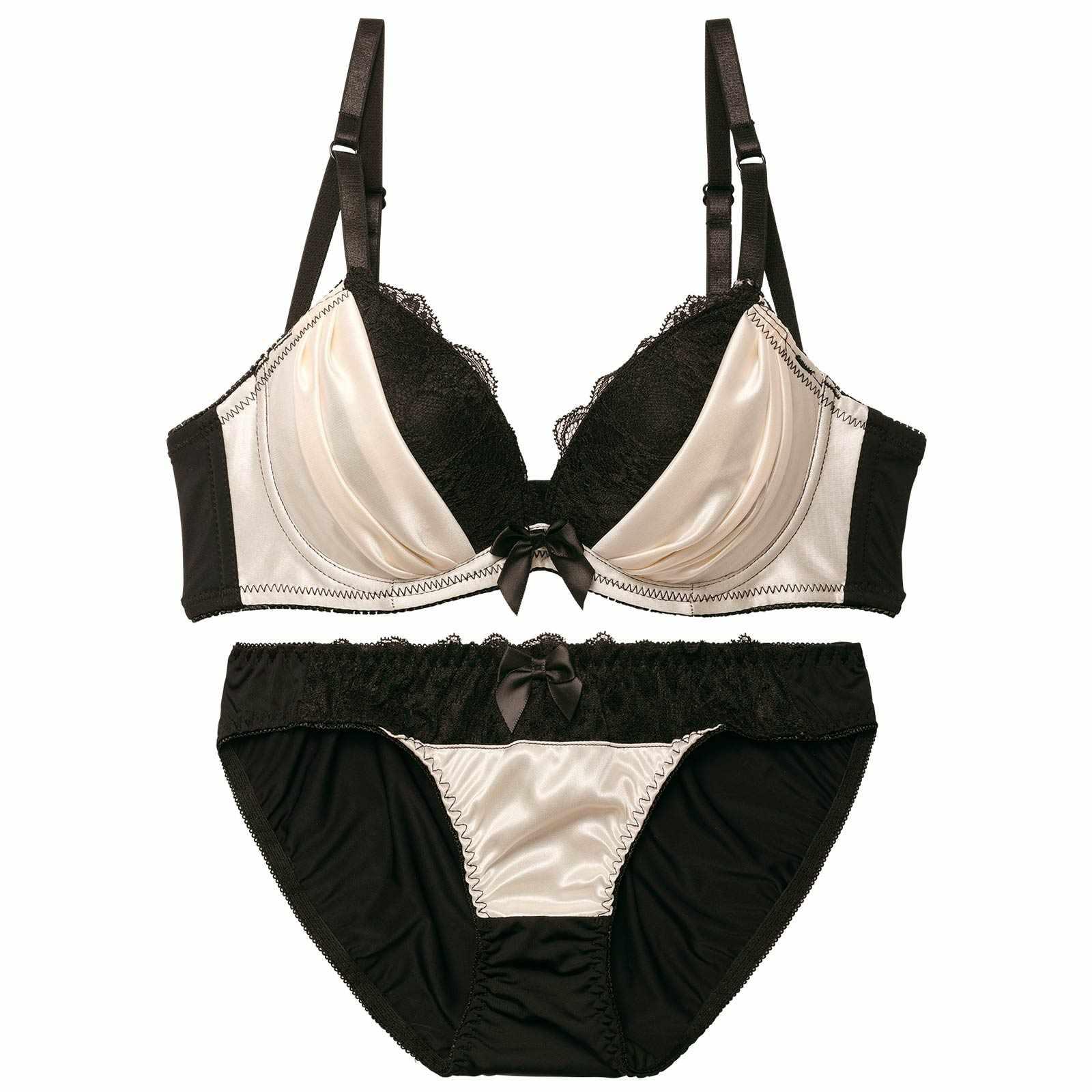 シックドレープサテンブラジャー&フルバックショーツ - 【公式】247Lingerie