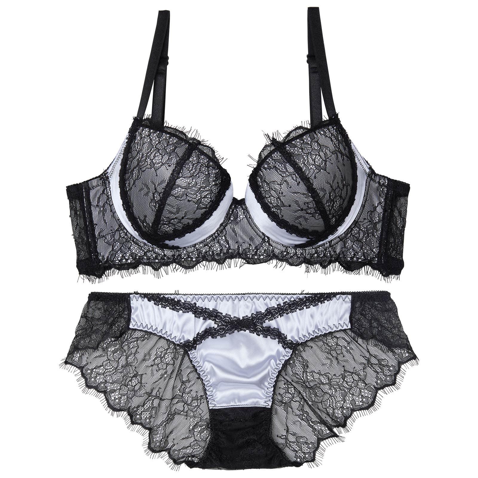 【かとゆり着用】パステルサテンクロスレーシィ育乳脇高ブラジャー&バック透けフルバックショーツ - 【公式】247Lingerie