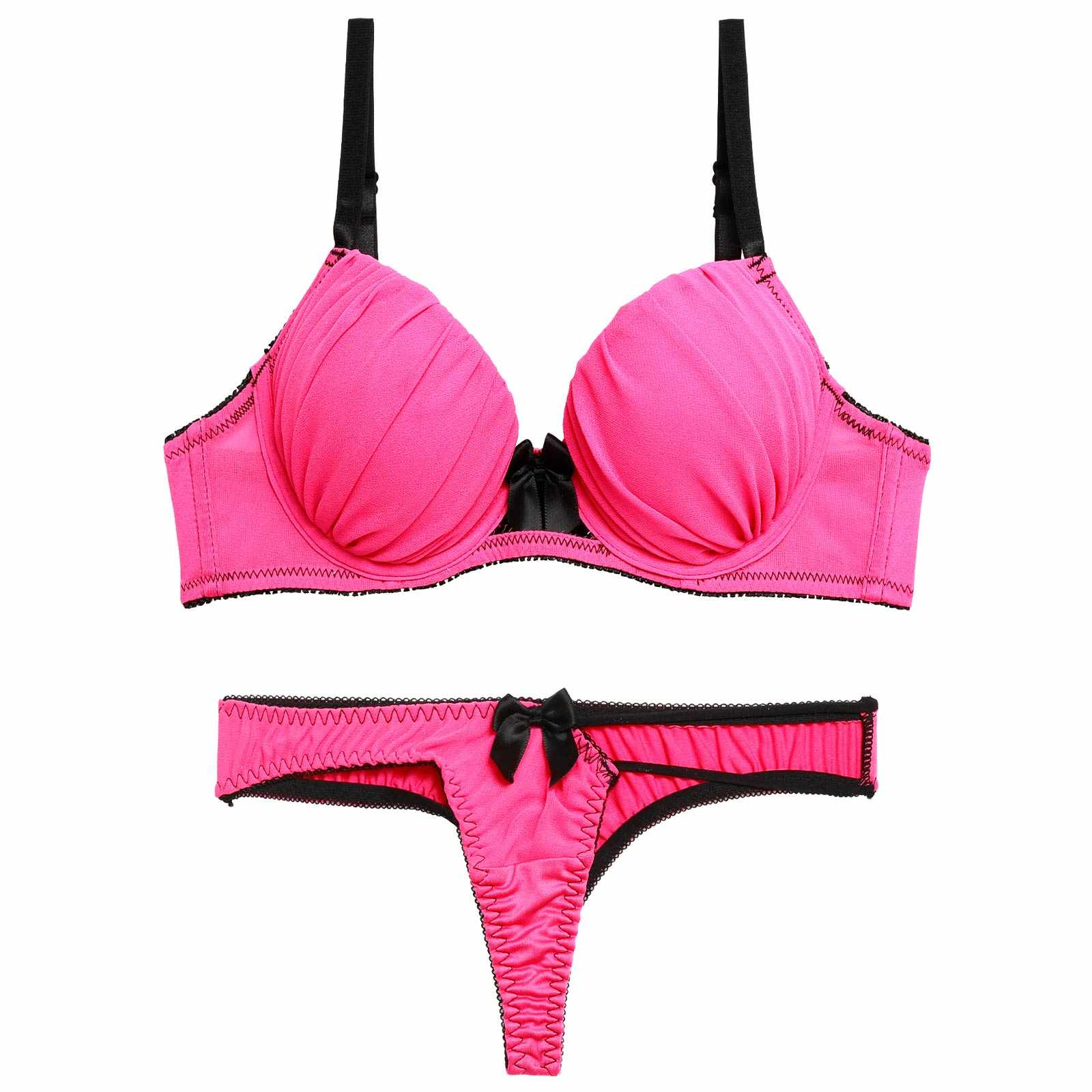 ギャザーシャインネオンブラジャー&Tバックショーツ