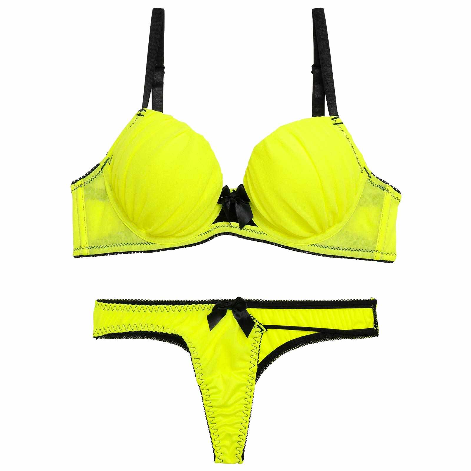 ギャザーシャインネオンブラジャー&Tバックショーツ