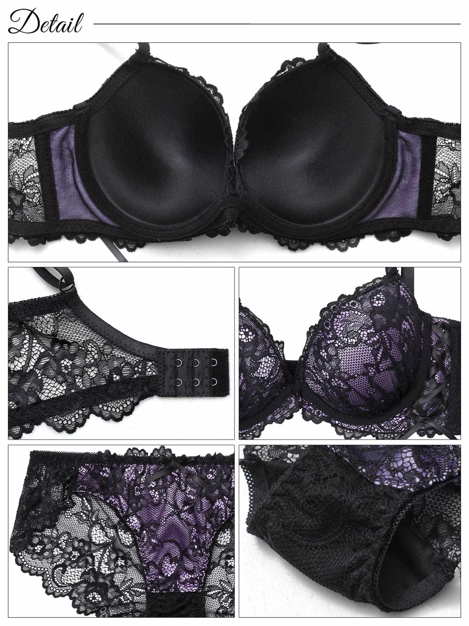 4/9新作!ルミナスフラワーレースアップ育乳脇高ブラジャー&バック透けフルバックショーツ
