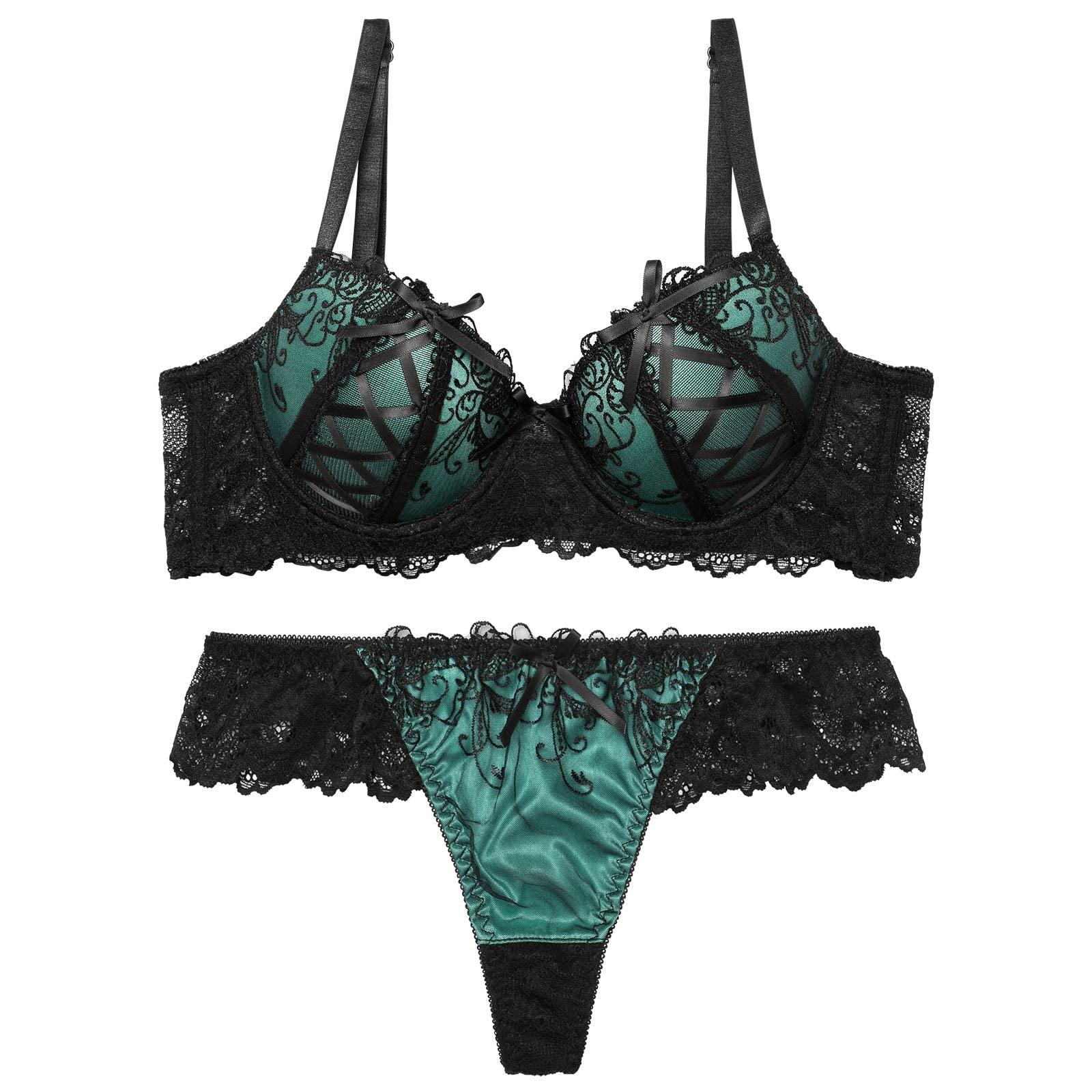 2/17再販!ゴシックスピンドルリボン育乳脇高ブラジャー&バック透けTバックショーツ - 【公式】247Lingerie