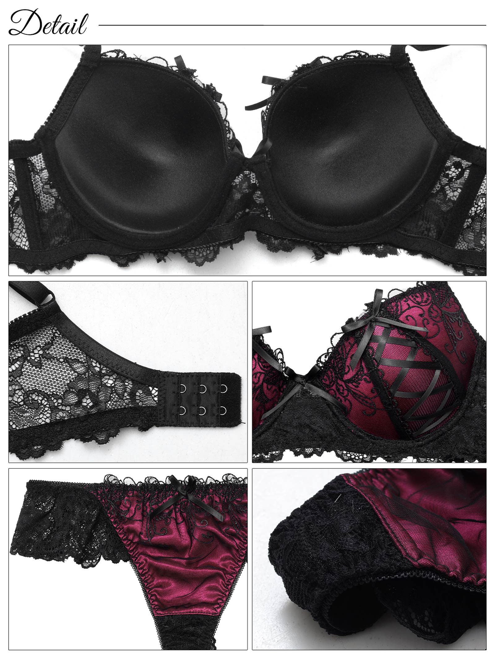 4/11新作!ゴシックスピンドルリボン育乳脇高ブラジャー&バック透けTバックショーツ