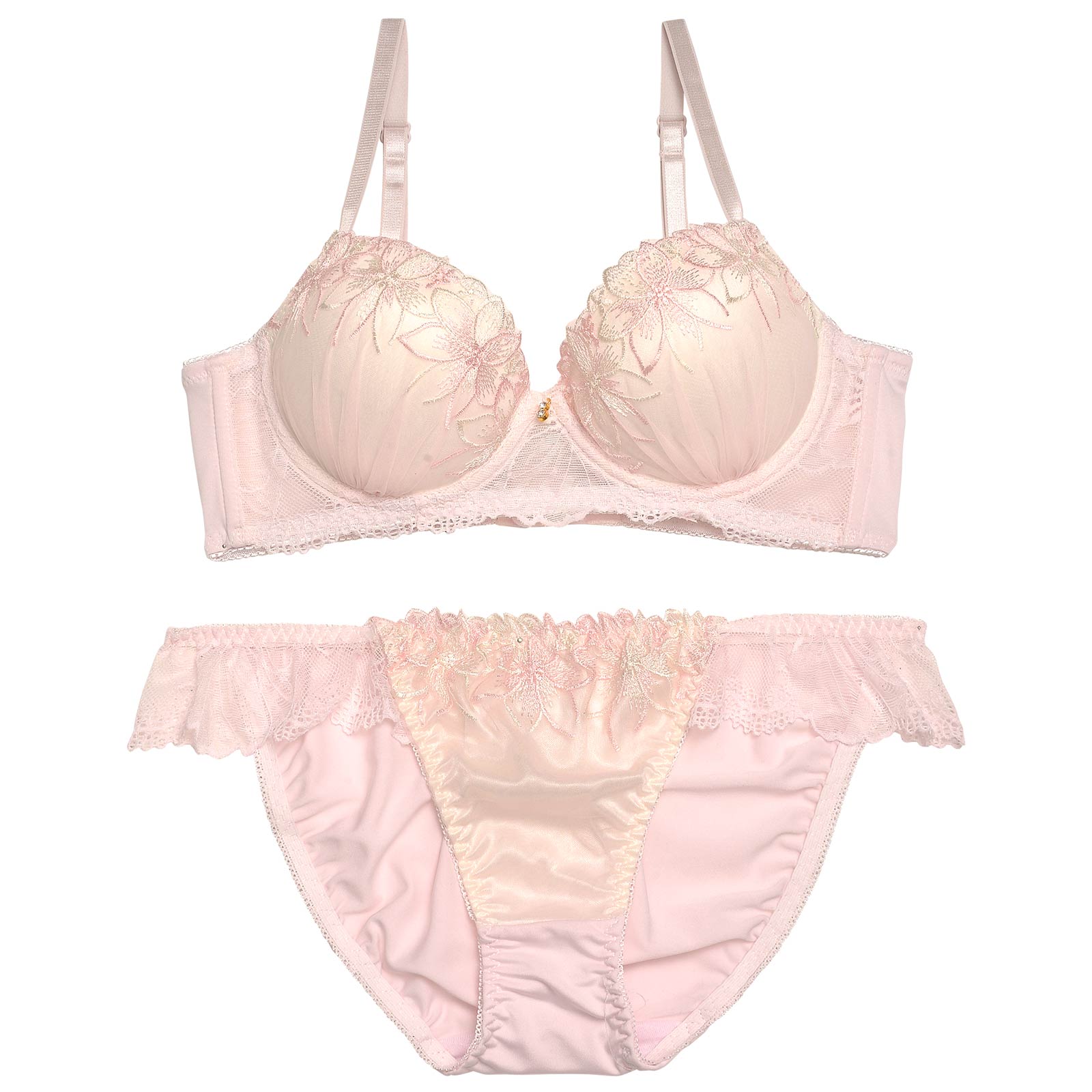 ドルチェペールフラワー育乳脇高ブラジャー&フルバックショーツ