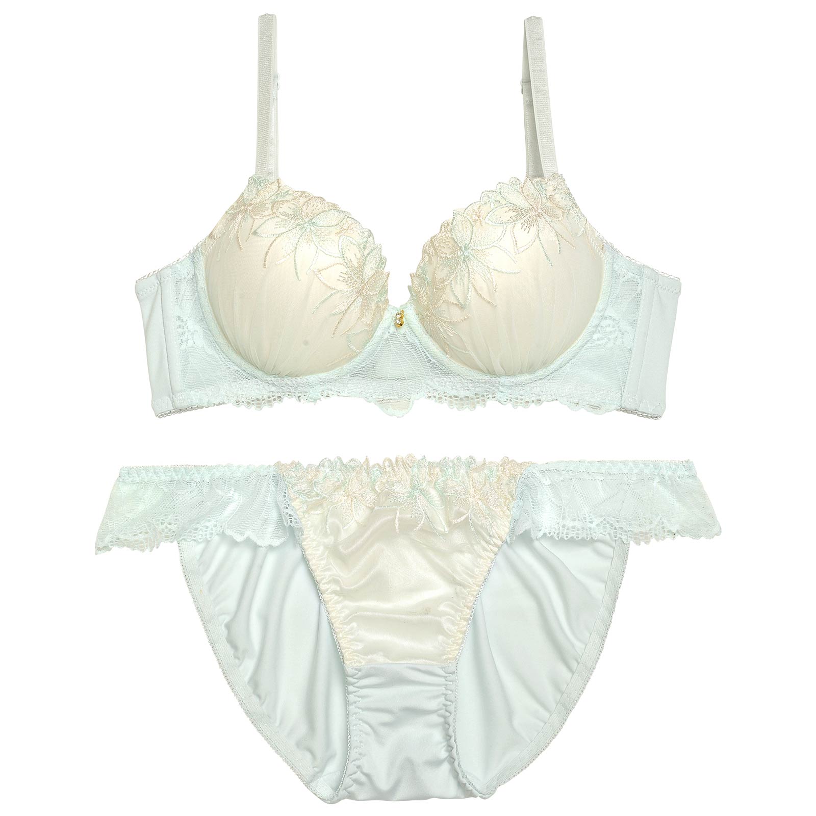 ドルチェペールフラワー育乳脇高ブラジャー&フルバックショーツ