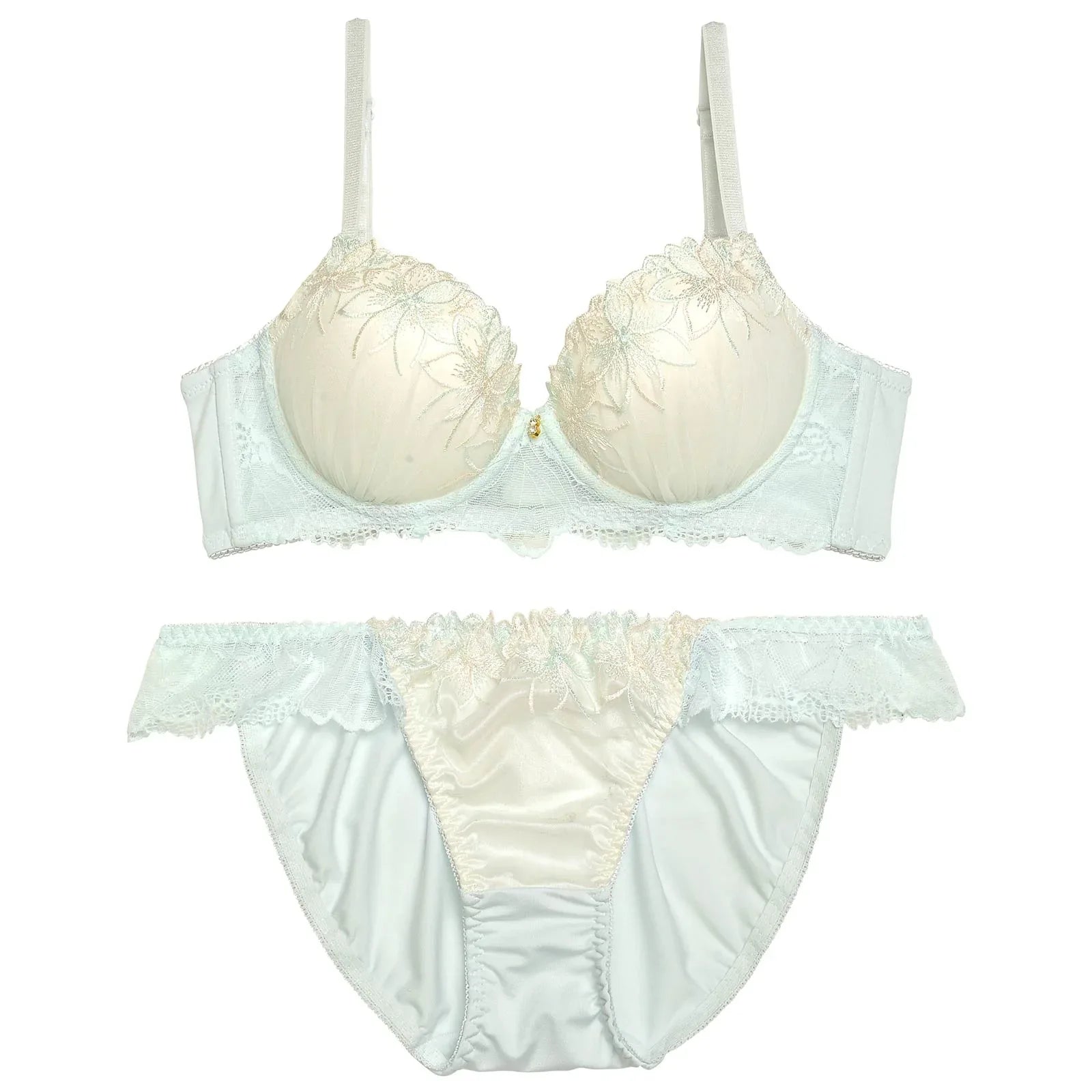 ドルチェペールフラワー育乳脇高ブラジャー&フルバックショーツ - 【公式】247Lingerie