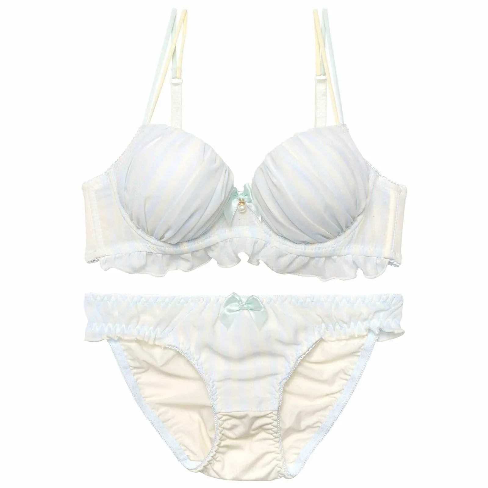 キャンディーストライプフリルブラジャー&フルバックショーツ - 【公式】247Lingerie