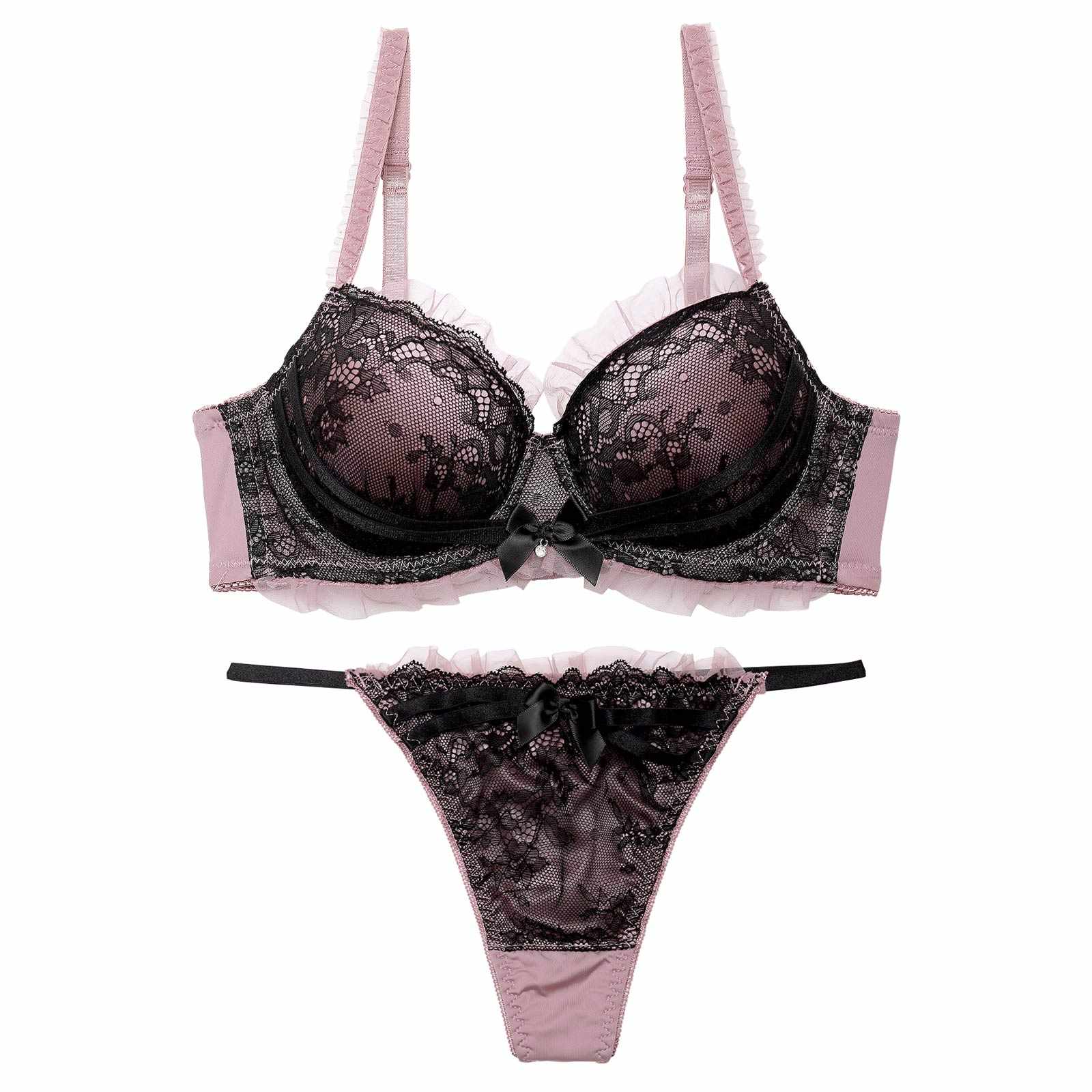 ダスティゴシックフリルチュール育乳脇高ブラジャー&Tバックショーツ