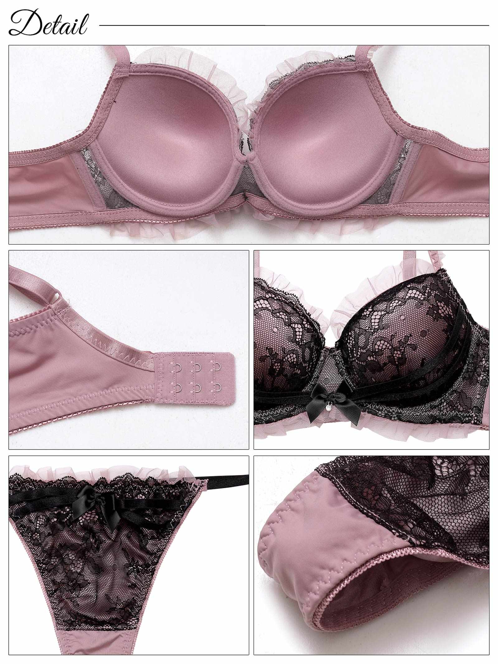 4/23新作!ダスティゴシックフリルチュール育乳脇高ブラジャー&Tバックショーツ