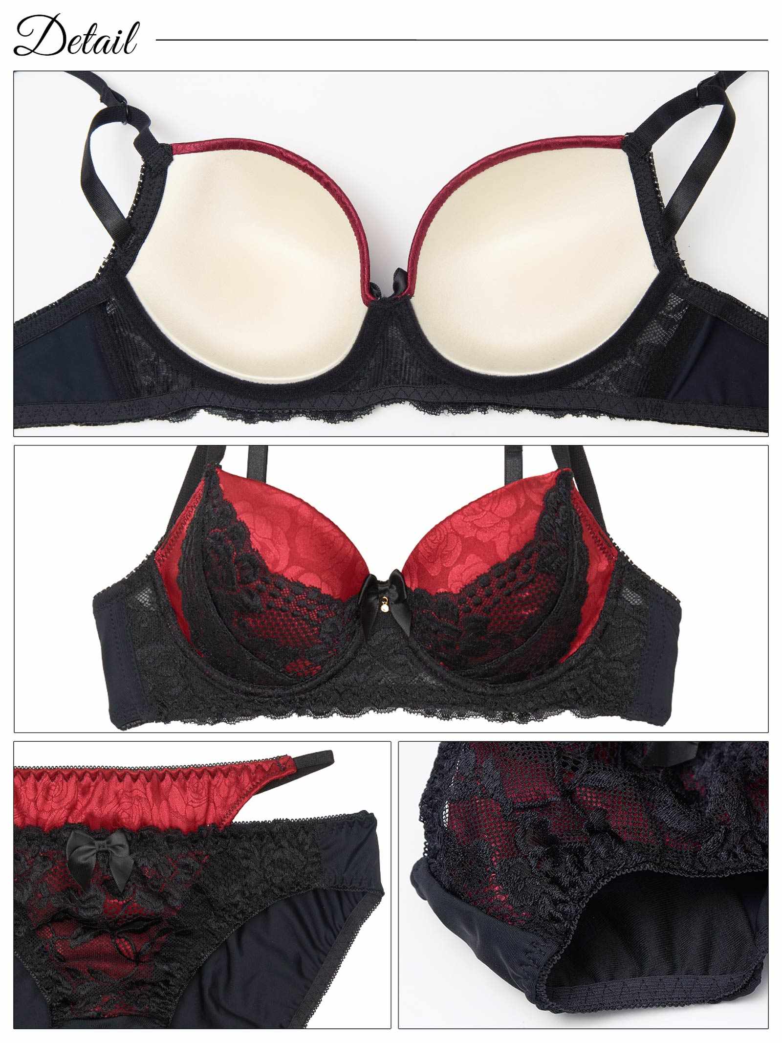 4/28新作!【かとゆり着用】【EFサイズ】ラグジュアリーサテンローズ育乳脇高ブラジャー&フルバックショーツ