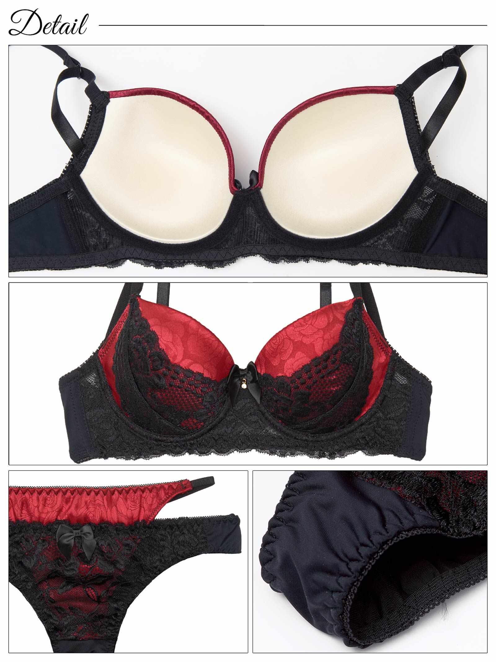 4/28新作!【かとゆり着用】【EFサイズ】ラグジュアリーサテンローズ育乳脇高ブラジャー&Tバックショーツ