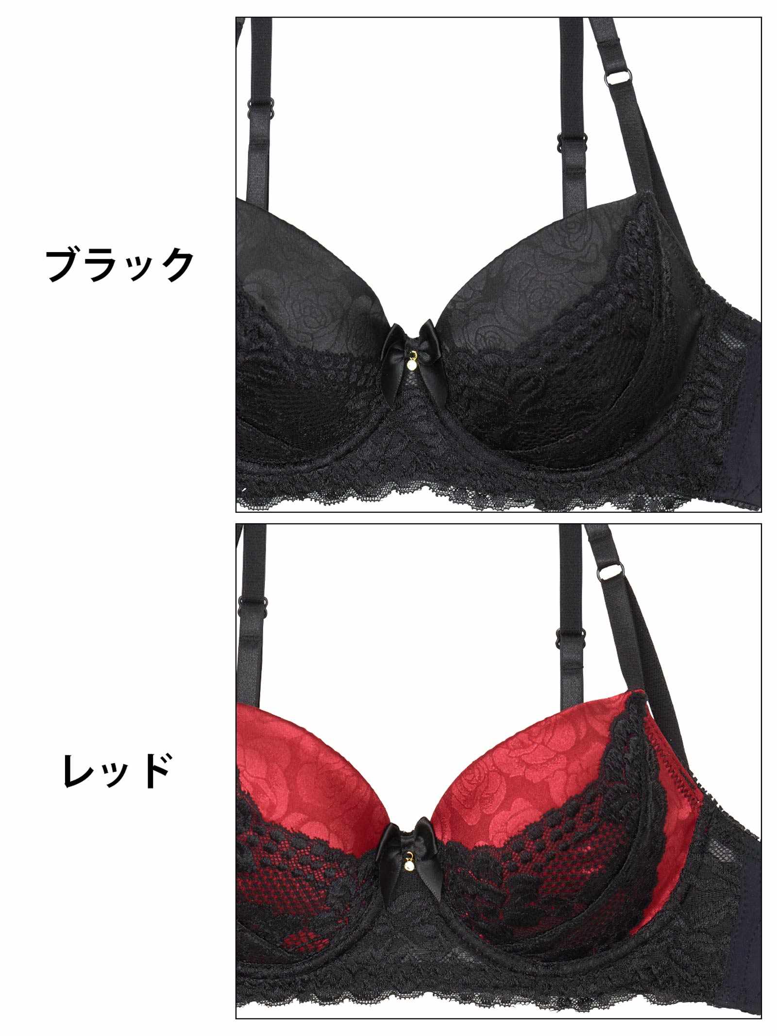 4/28新作!【かとゆり着用】【EFサイズ】ラグジュアリーサテンローズ育乳脇高ブラジャー&Tバックショーツ