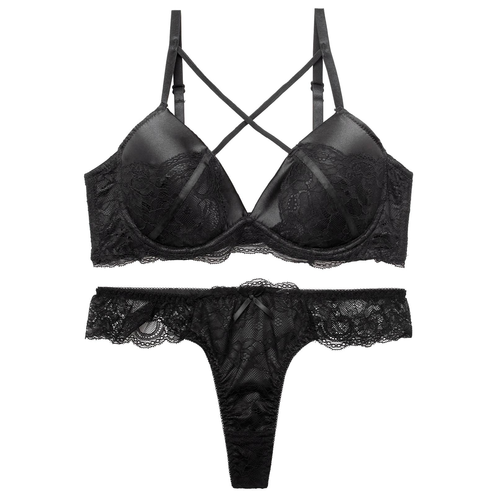 【三上悠亜着用】ダスティーサテンクロスレーシィブラジャー&バック透けTバックショーツ