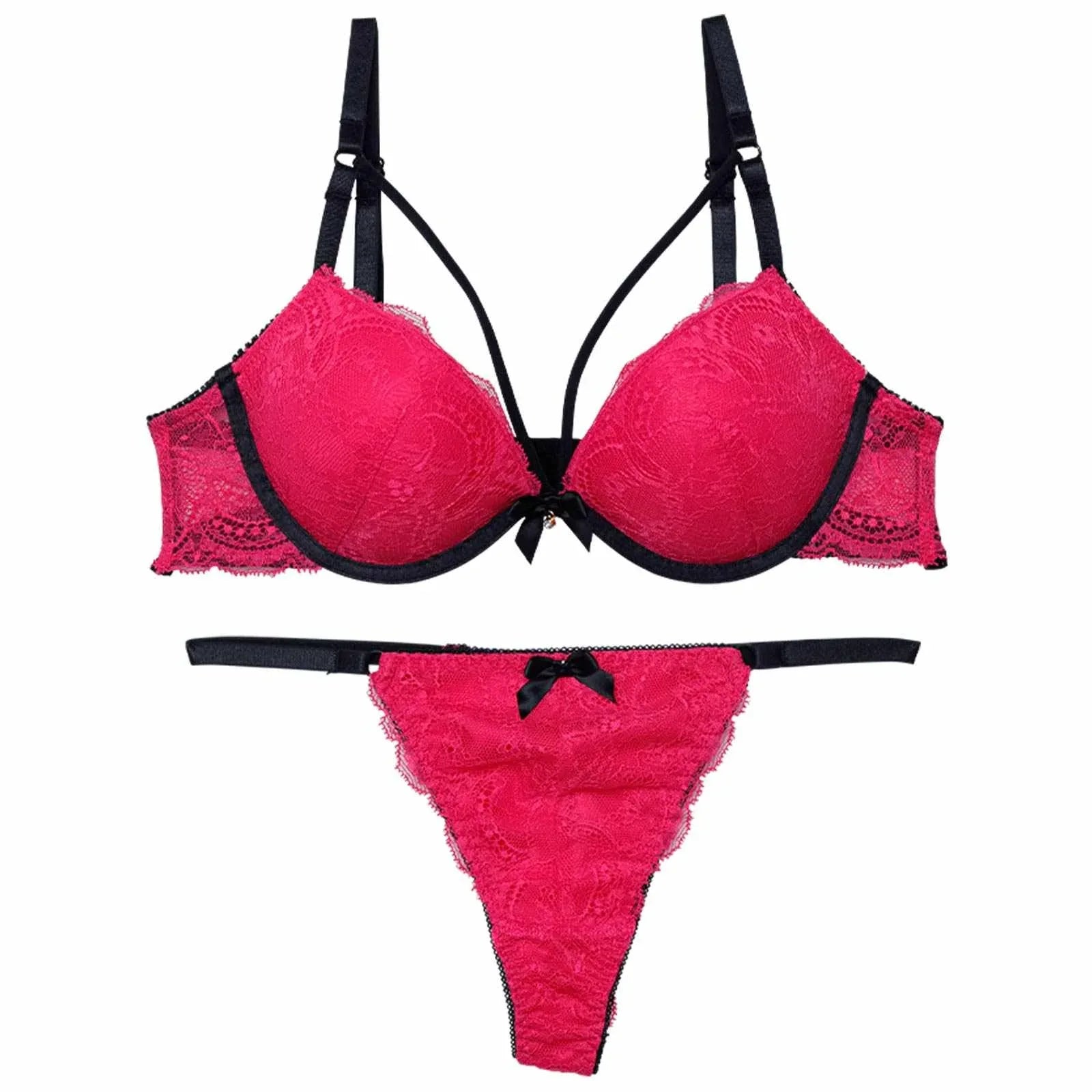 【EFサイズ】スパイシービビットコードブラジャー&バック透けTバックショーツ - 【公式】247Lingerie