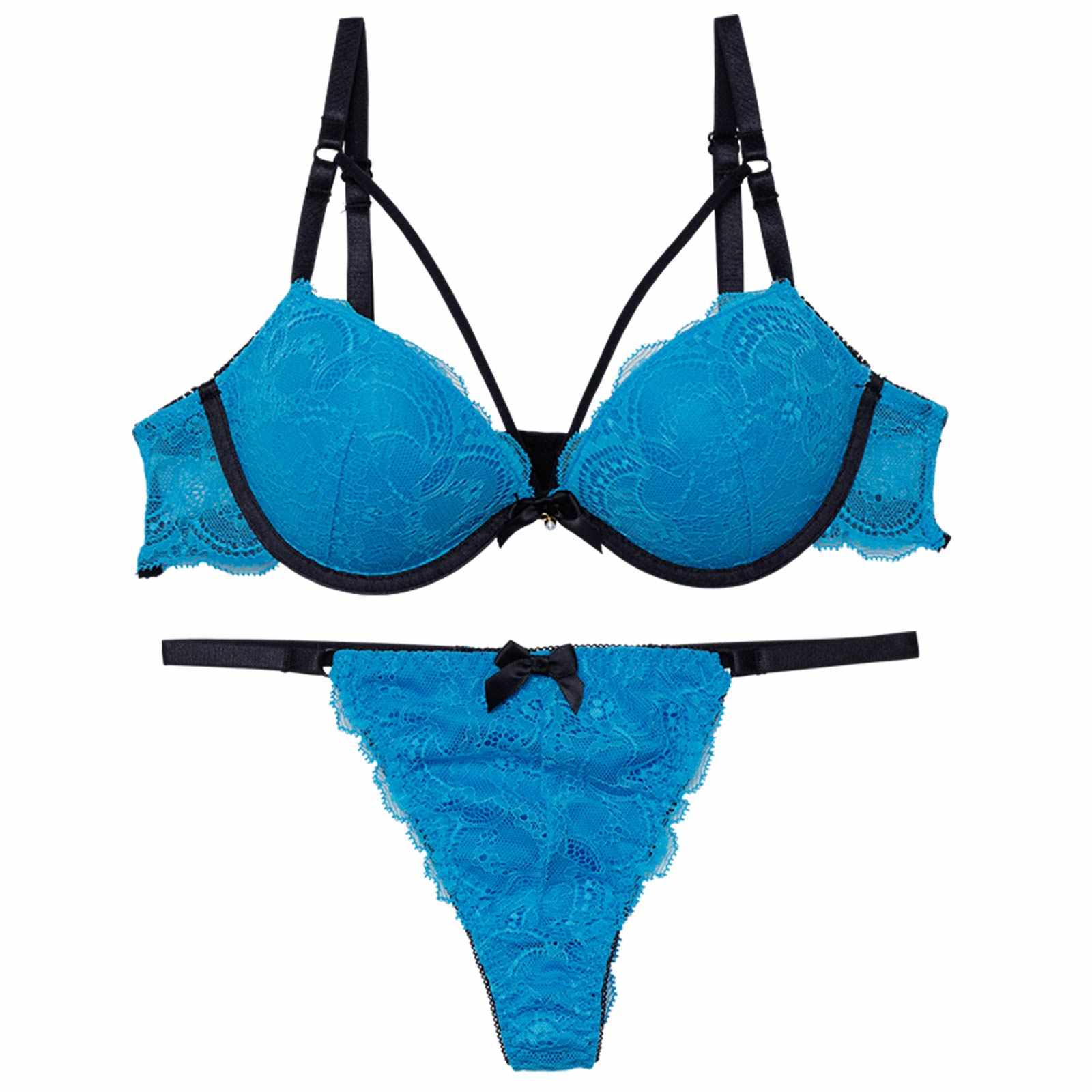 【EFサイズ】スパイシービビットコードブラジャー&バック透けTバックショーツ