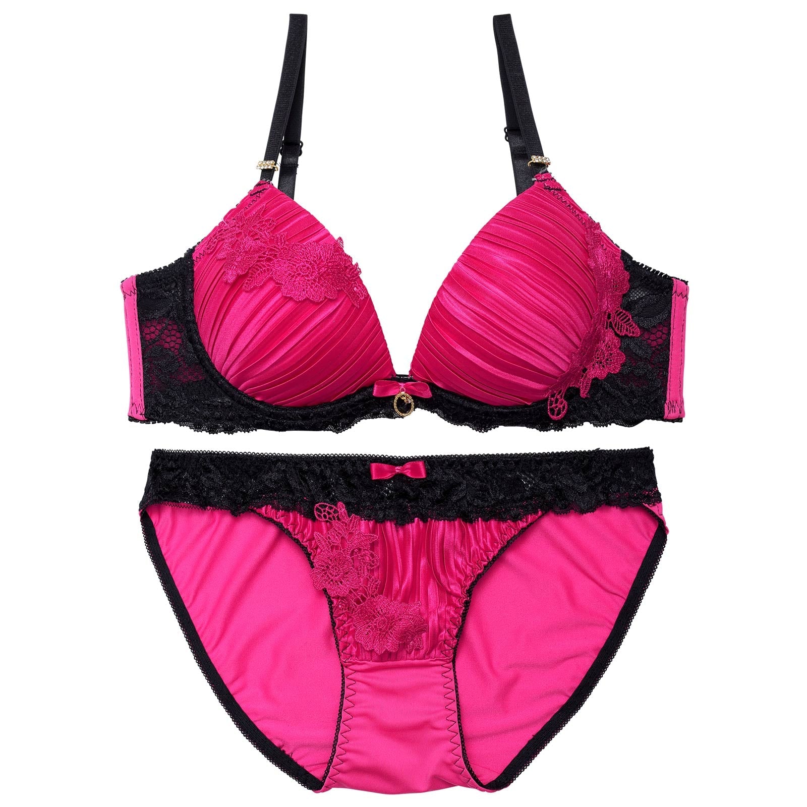 11/13再販!ジュエリーフラワープリーツブラジャー&フルバックショーツ