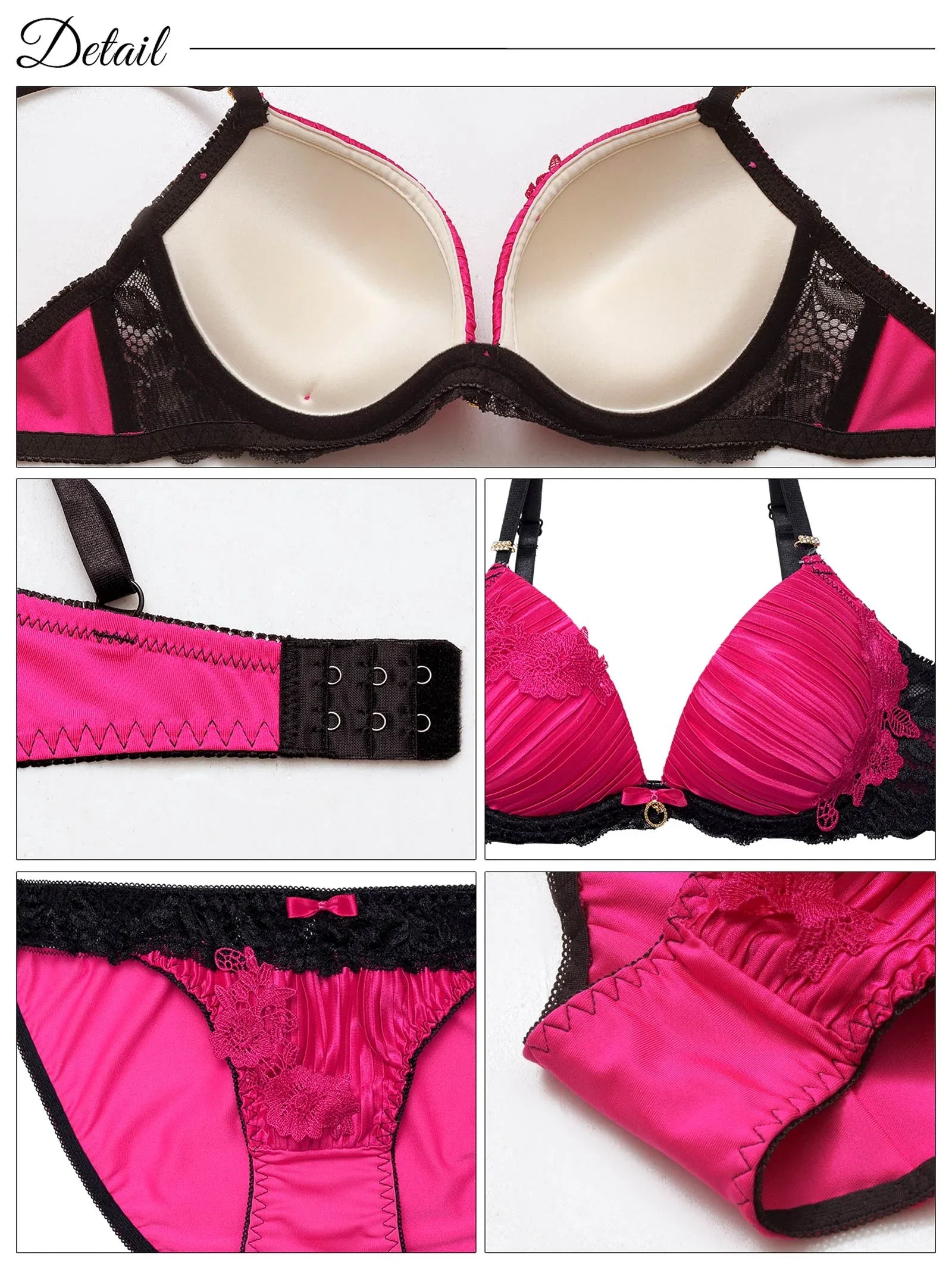 ジュエリーフラワープリーツブラジャー&フルバックショーツ - 【公式】247Lingerie