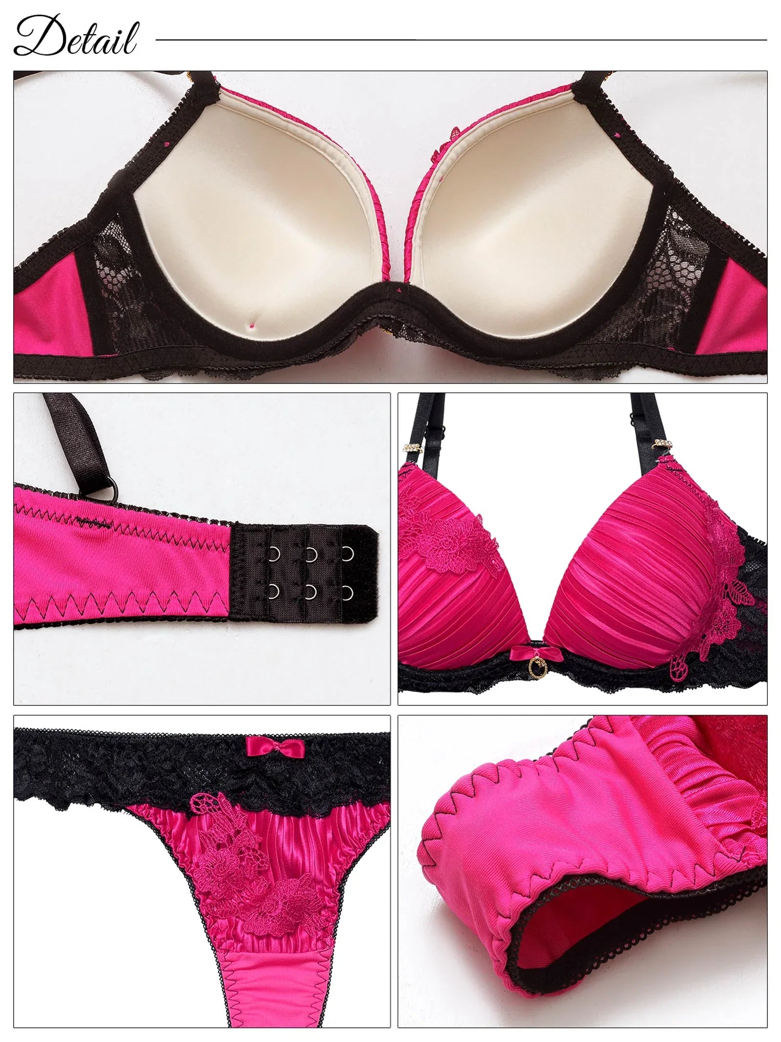 ジュエリーフラワープリーツ育乳脇高ブラジャー&Tバックショーツ - 【公式】247Lingerie