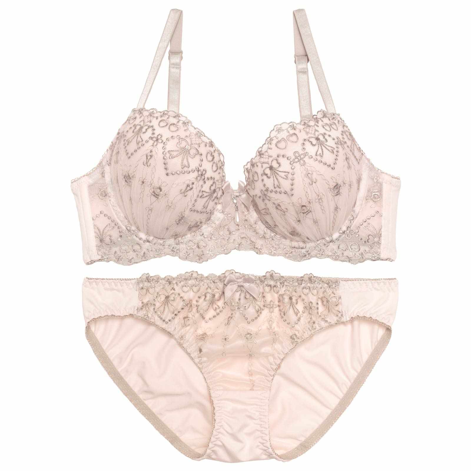 チャーミングリボンハートブラジャー&フルバックショーツ