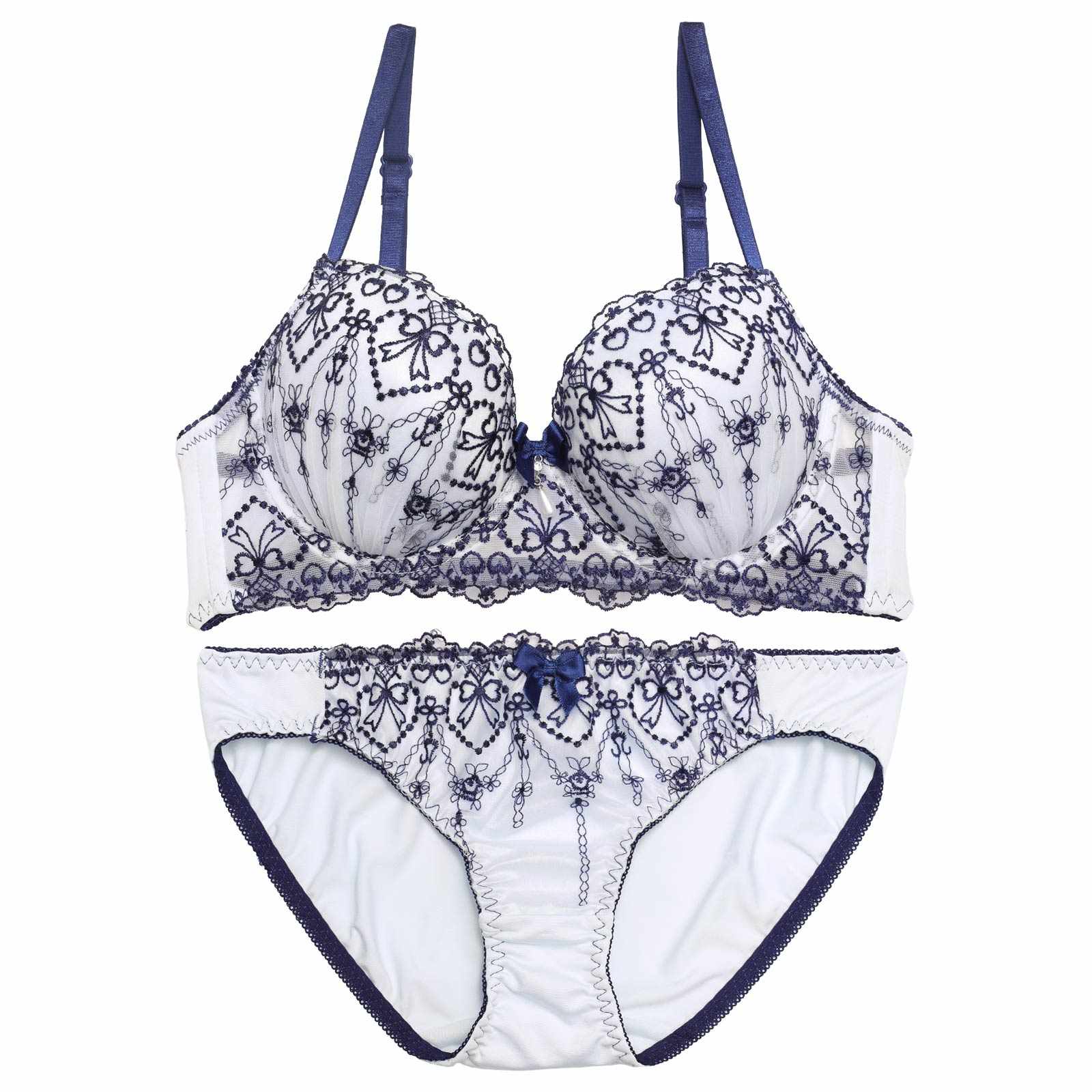 チャーミングリボンハートブラジャー&フルバックショーツ