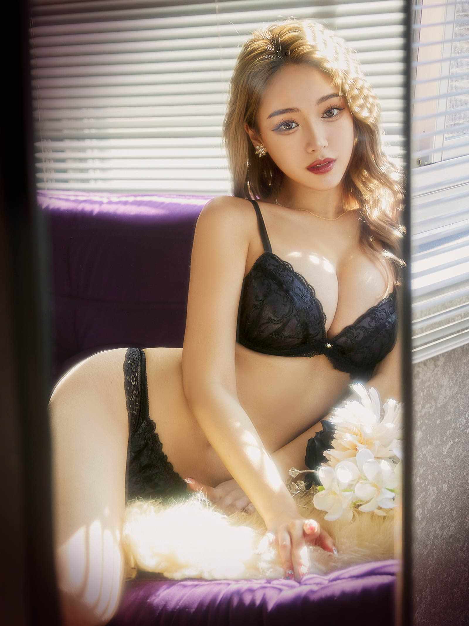5/19再販!【EFサイズ】クラシカルラインレース育乳脇高ブラジャー&フルバックショーツ