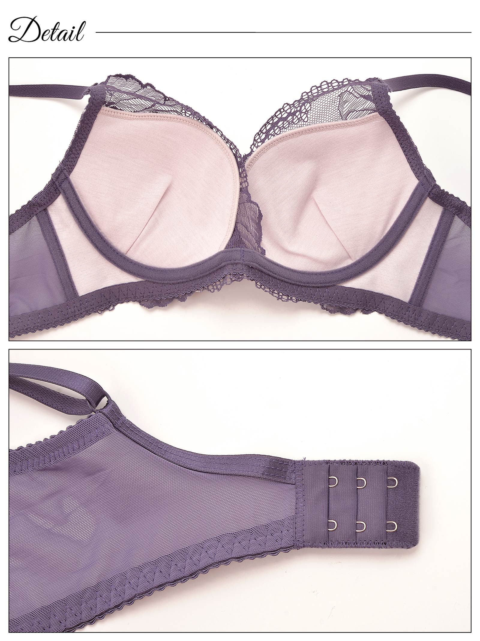 【三上悠亜着用】ラグジュアリーフラワーレース育乳脇高ブラジャー&バック透けフルバックショーツ