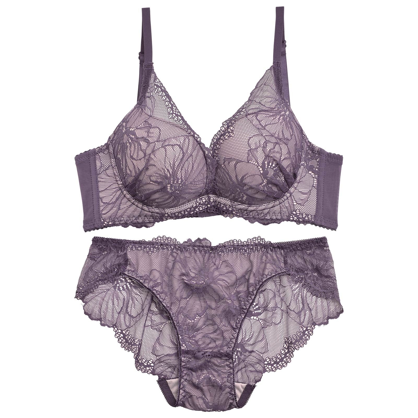 12/10再販!【三上悠亜着用】【ノンワイヤー】ラグジュアリーフラワーレース育乳脇高ブラジャー&バック透けフルバックショーツ