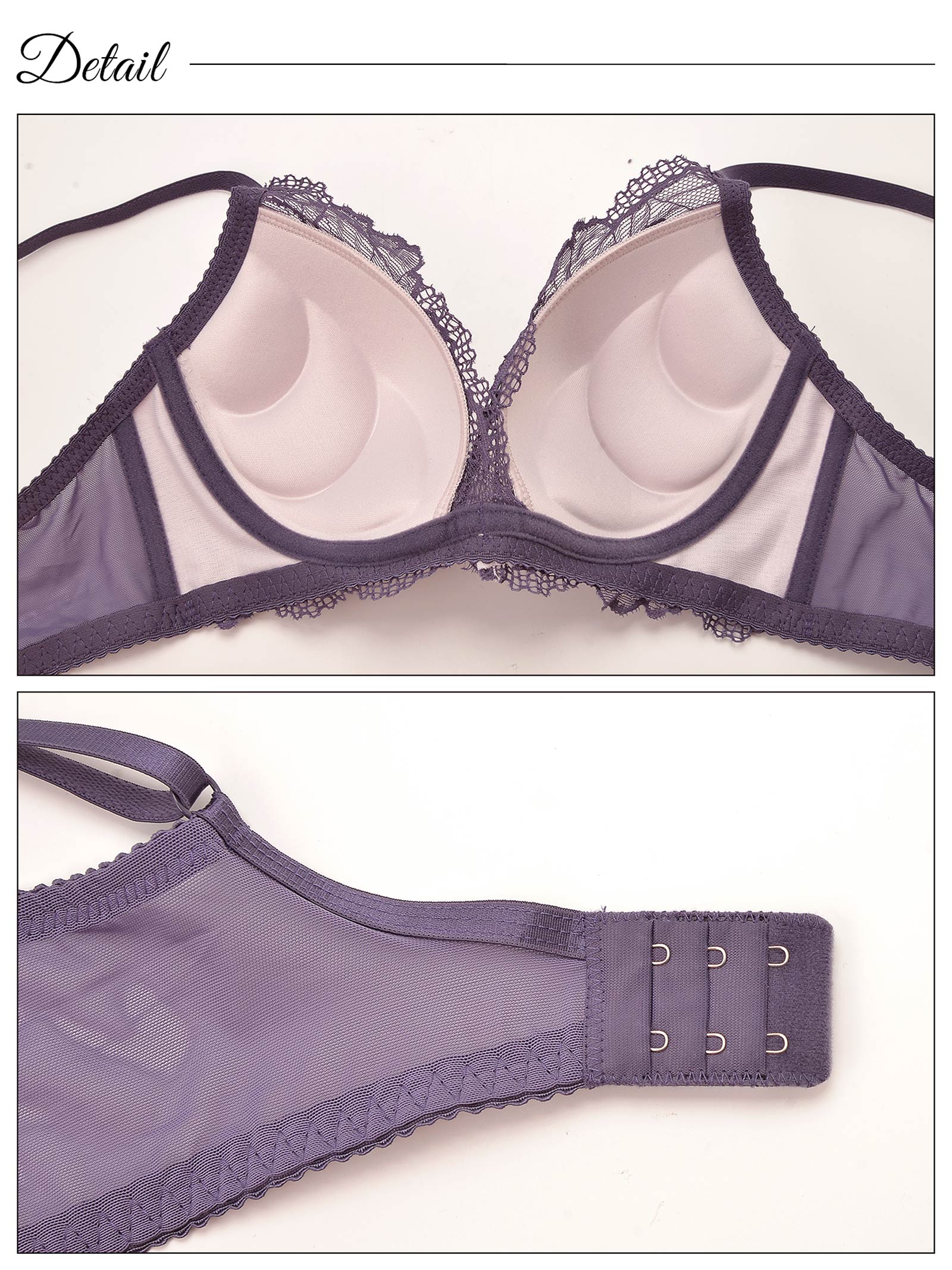 12/10再販!【三上悠亜着用】【ノンワイヤー】ラグジュアリーフラワーレース育乳脇高ブラジャー&バック透けフルバックショーツ