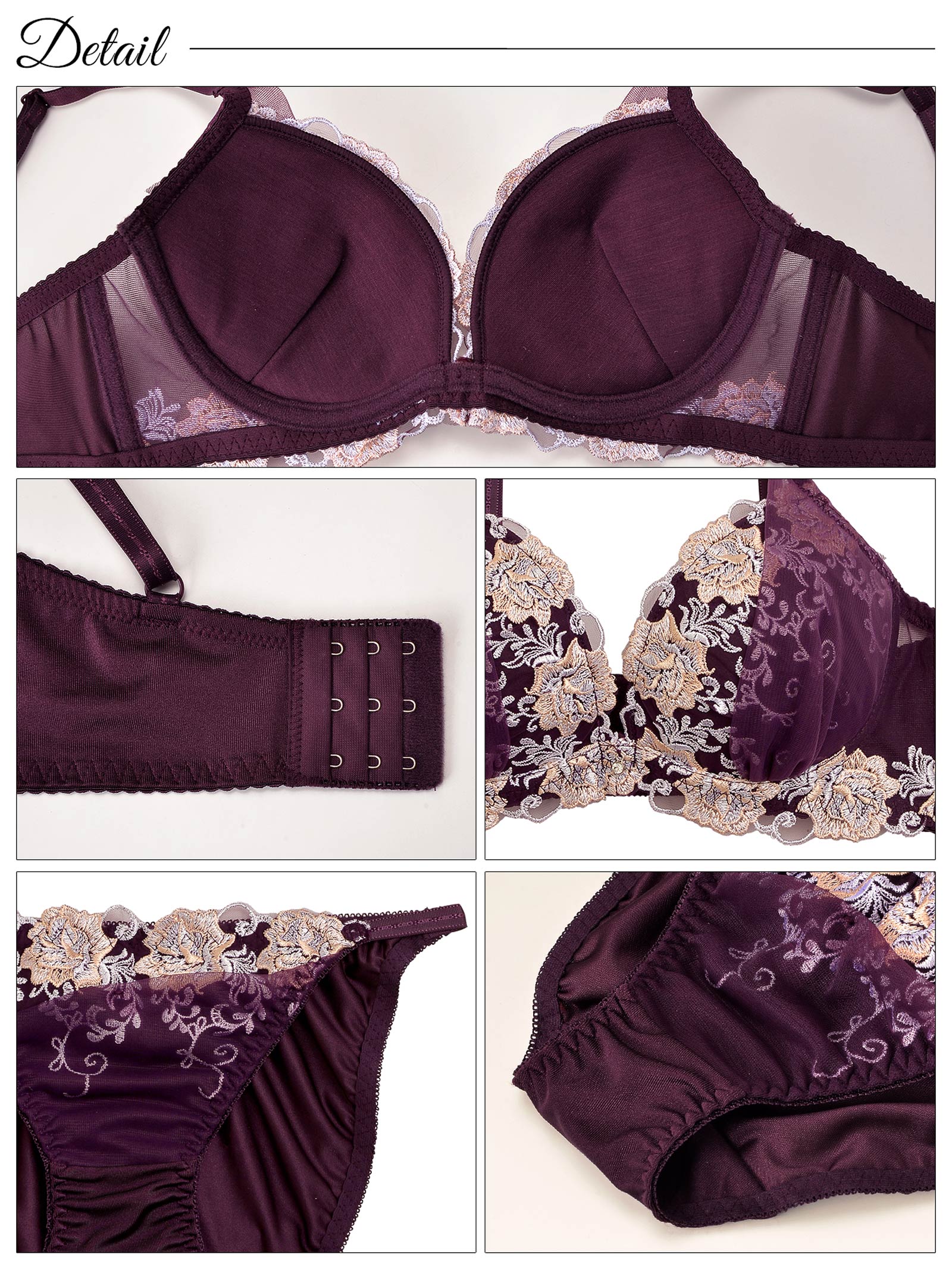 【三上悠亜着用】グロッシィフラワーエンブロイダリー育乳脇高ブラジャー&フルバックショーツ