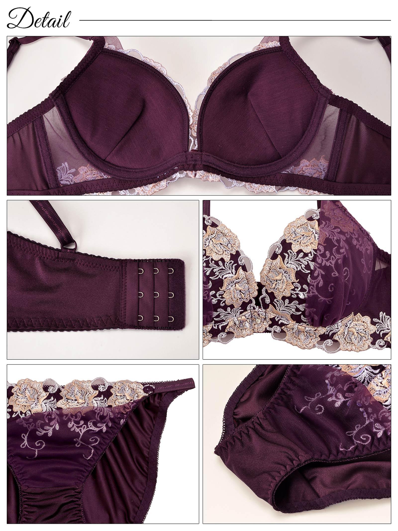3/3再販!【三上悠亜着用】グロッシィフラワーエンブロイダリー育乳脇高ブラジャー&フルバックショーツ