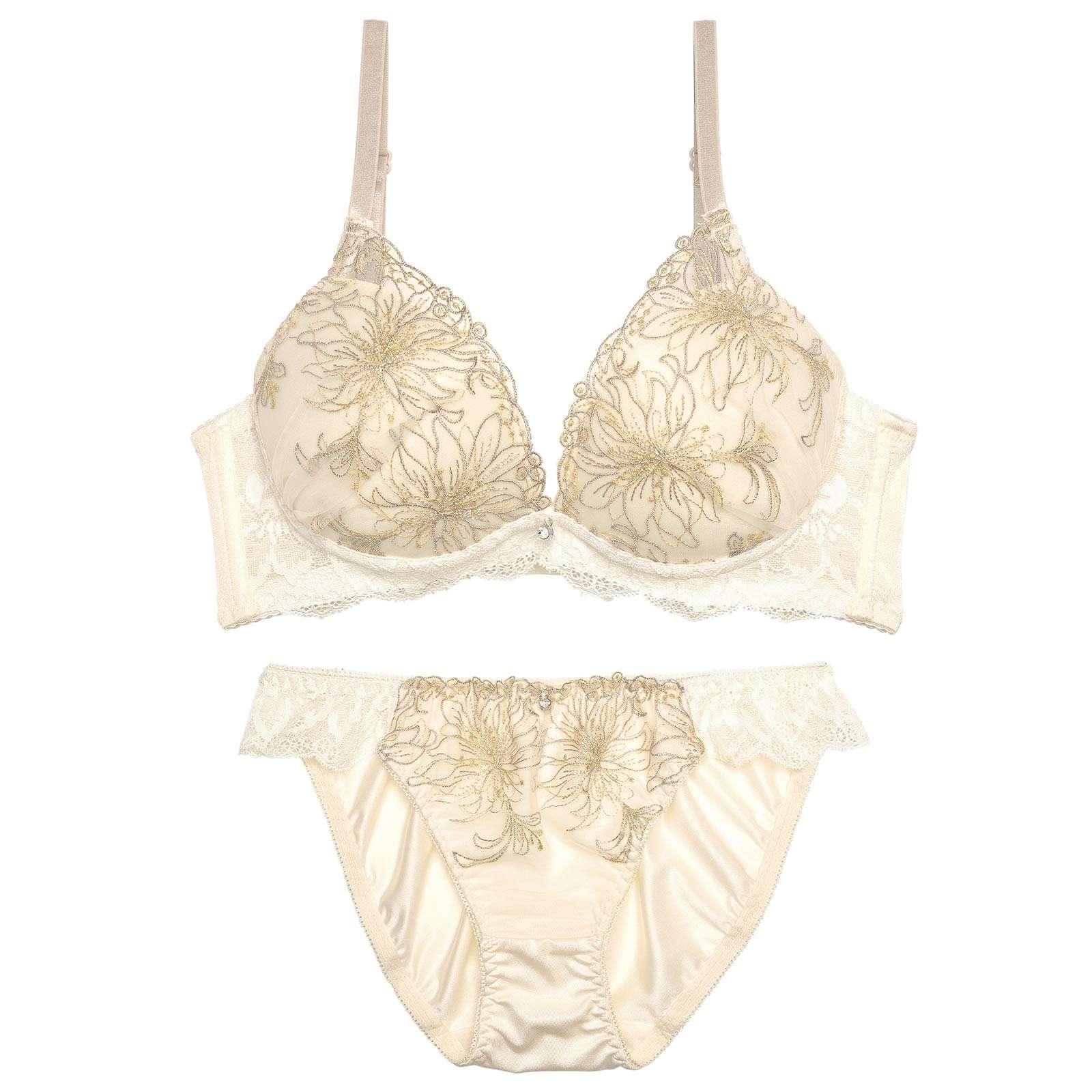 リリカルシアーフラワー育乳脇高ブラジャー&フルバックショーツ - 【公式】247Lingerie