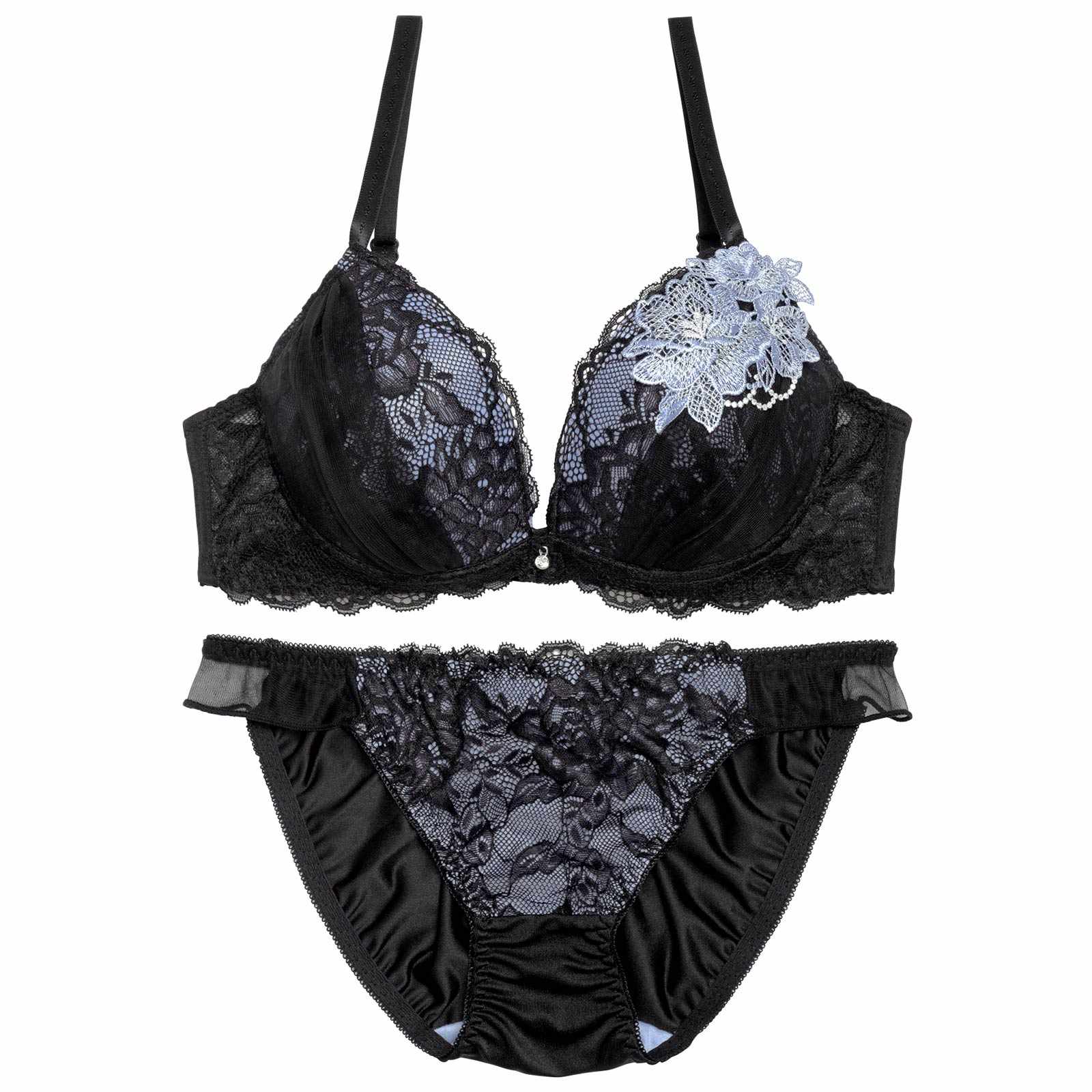 【三上悠亜着用】ロゼッタエンブロイダリーチュールブラジャー&フルバックショーツ