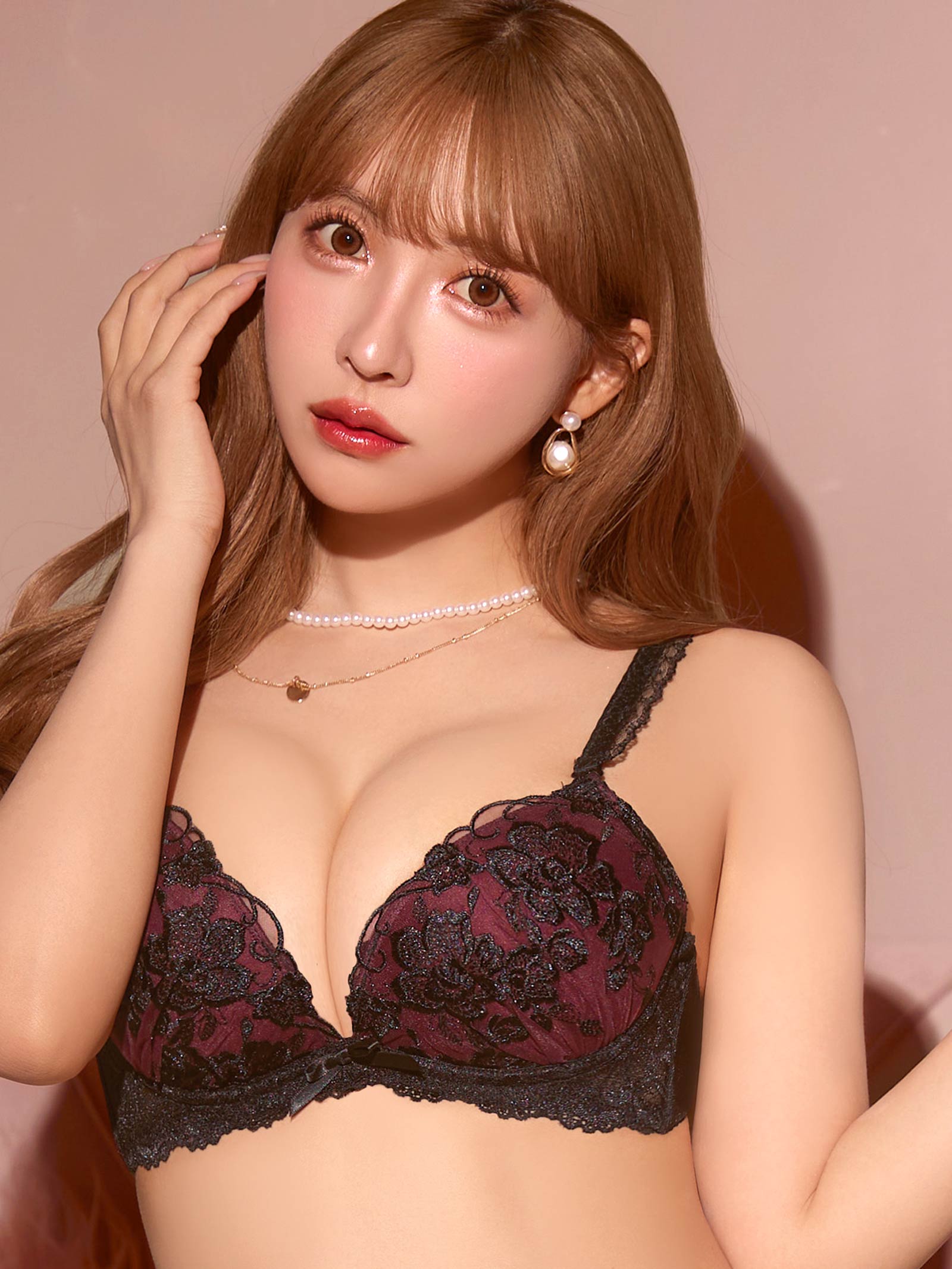 1/24新作!【三上悠亜着用】【EFサイズ】ブリリアントダークフルールブラジャー&フルバックショーツ