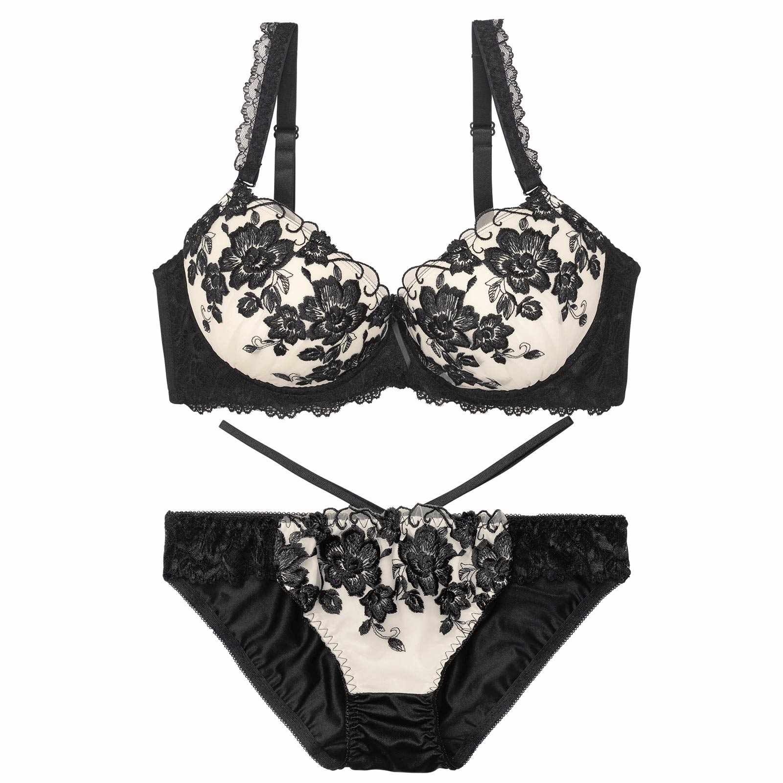12/6再販!【三上悠亜着用】【EFサイズ】ブリリアントダークフルールブラジャー&フルバックショーツ