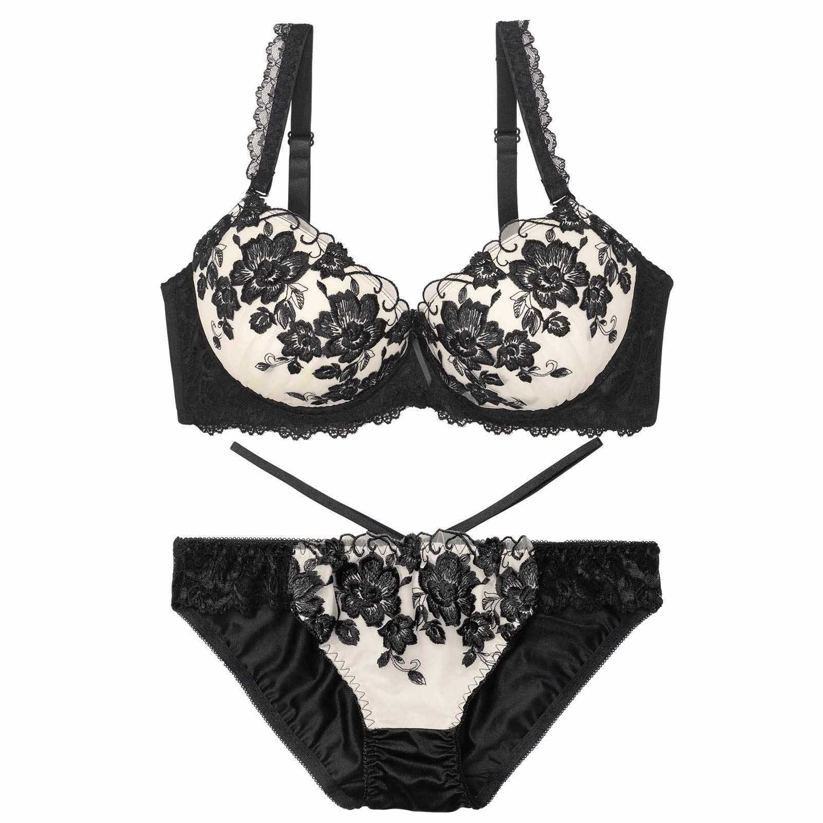 12/6再販!【三上悠亜着用】【EFサイズ】ブリリアントダークフルールブラジャー&フルバックショーツ - 【公式】247Lingerie